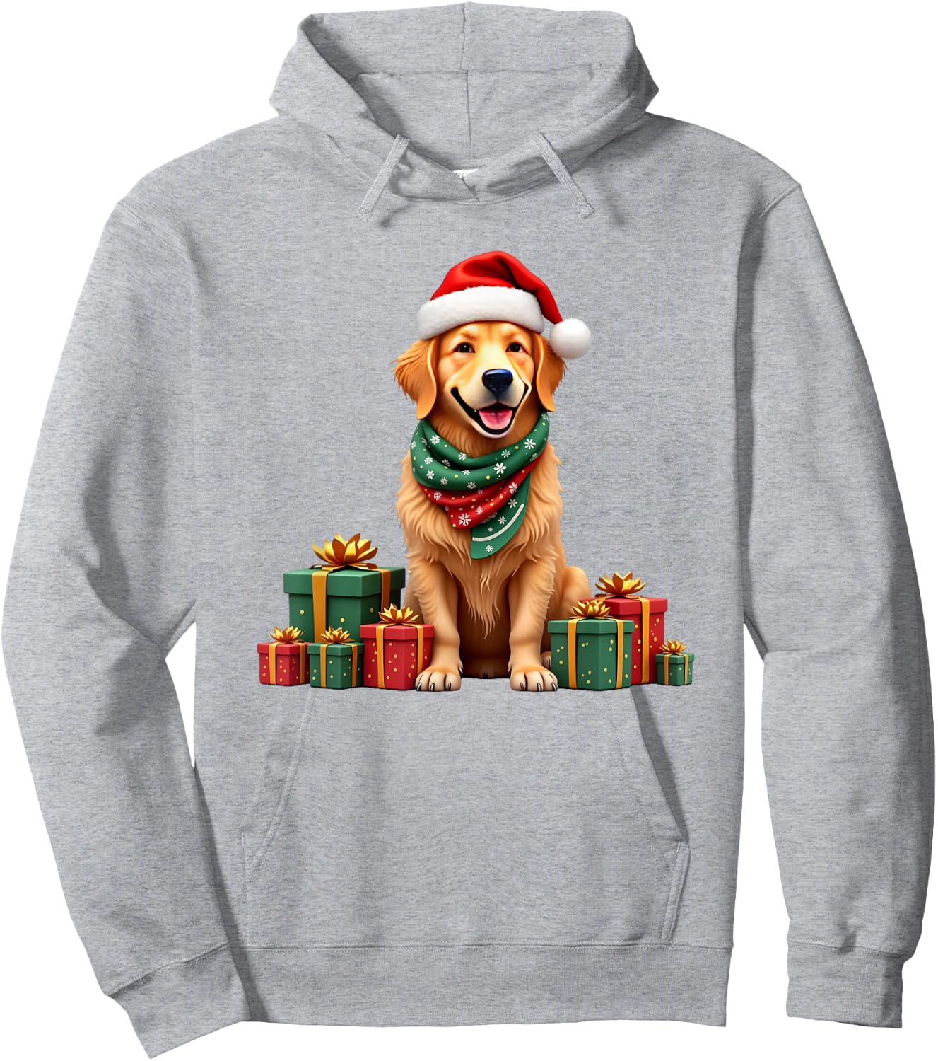 Golden Retriever dog, Christmas, Santa Hat Hoodie - Hoodie | Ash