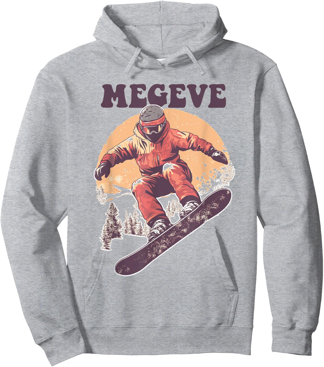 Snowboard Retro Megève France , white, S Hoodie - Hoodie | Ash