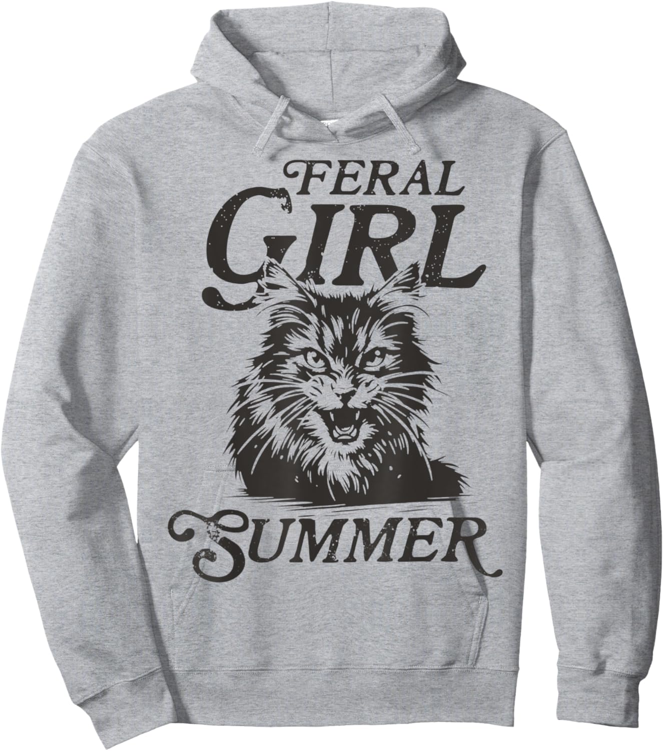Funny Cat Feral Girl Summer Hoodie - Hoodie | Ash
