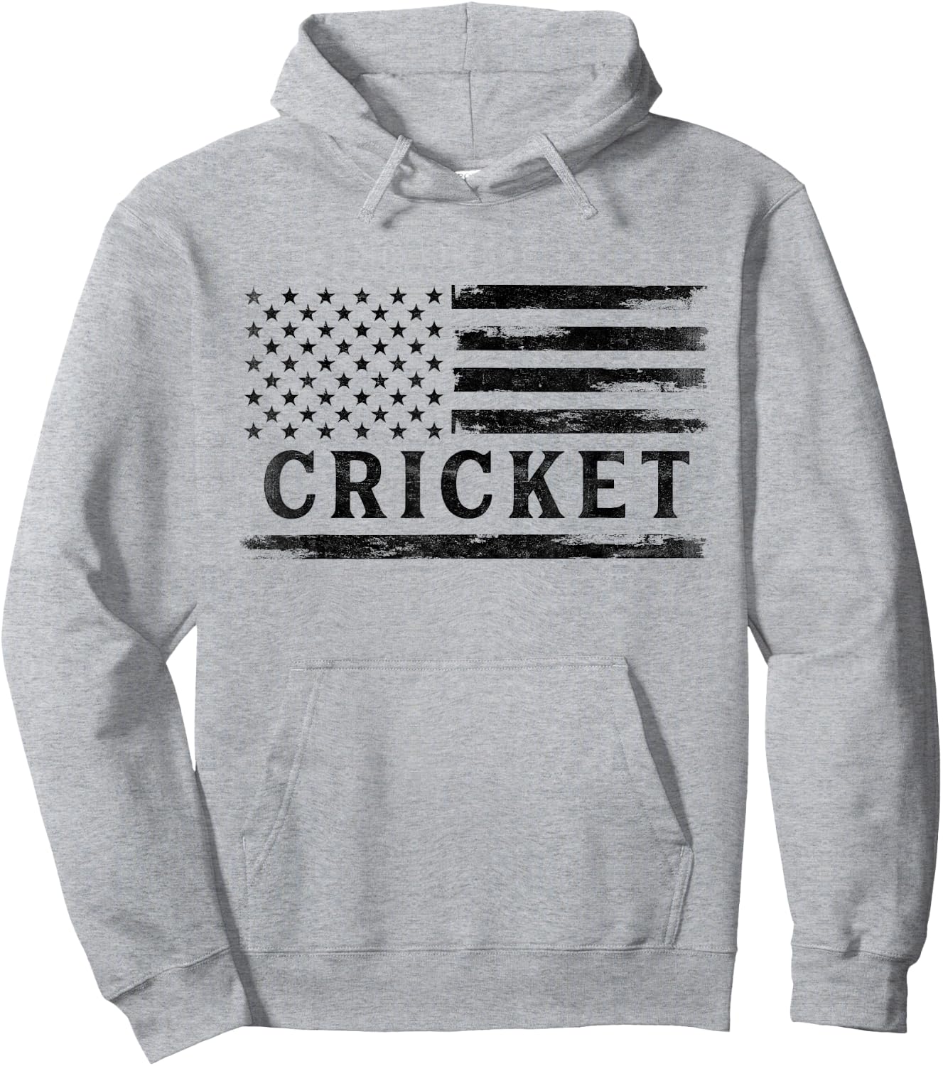 Cricket Black Vintage USA Flag Player Coach Hoodie - Hoodie | Ash