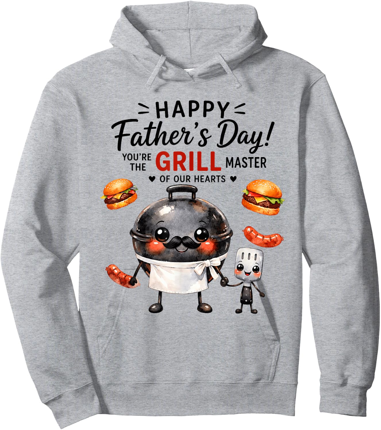 Happy Father's Day Grill Master Dad Hoodie - Hoodie | Ash