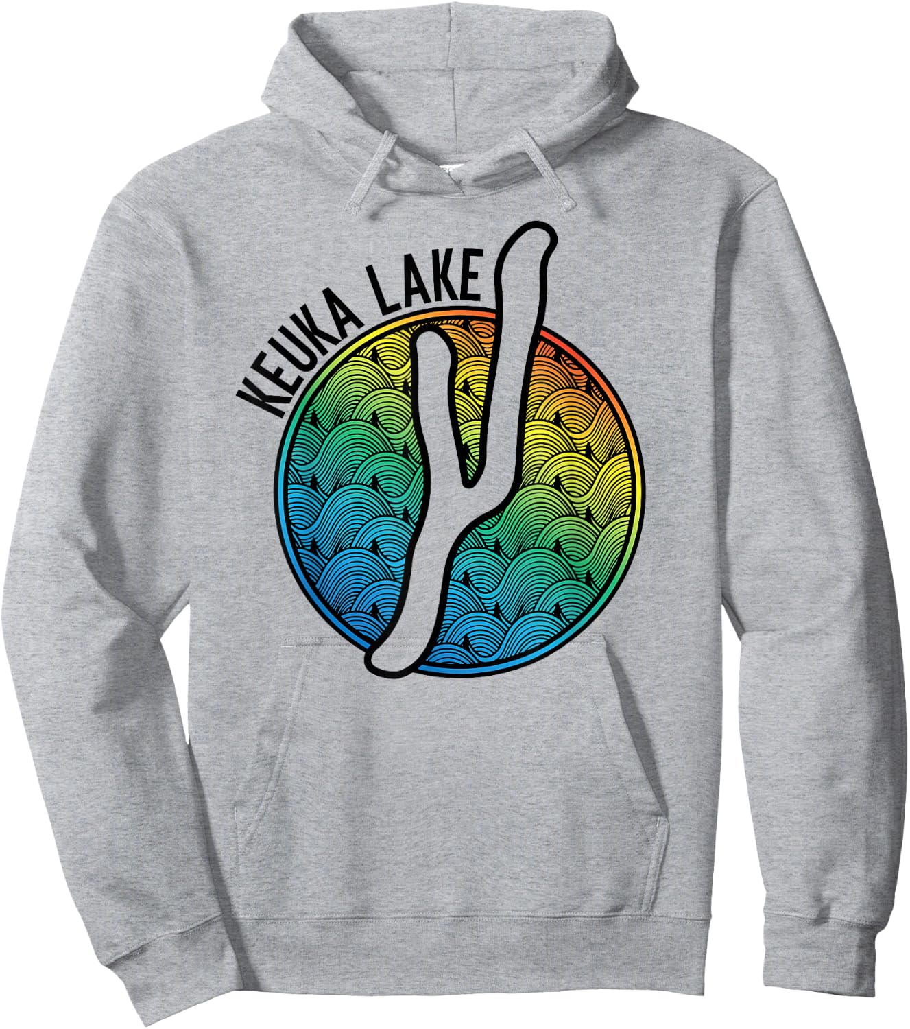 Keuka Lake Upstate NY- Finger Lakes Waves Gifts Hoodie - Hoodie | Ash