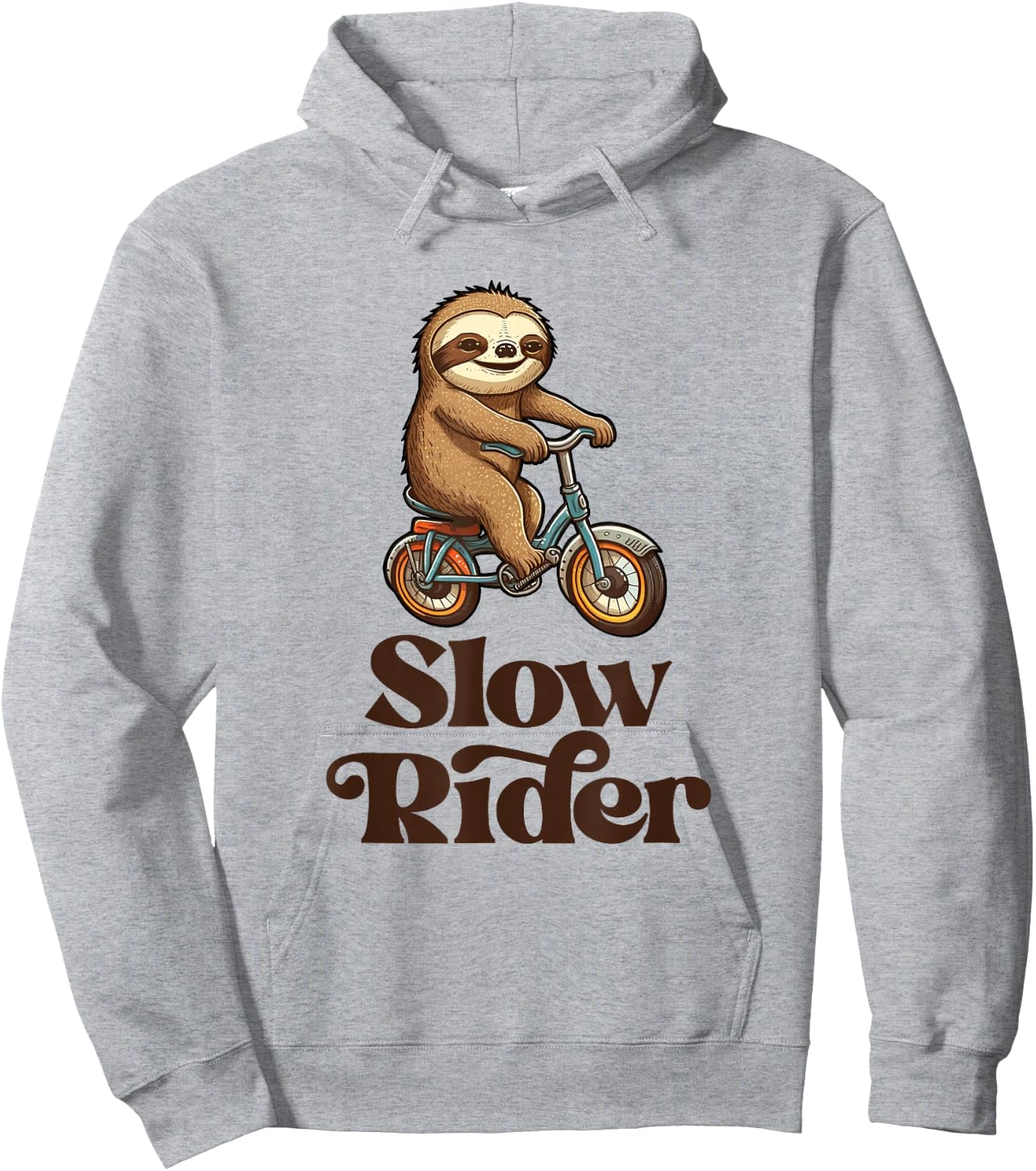 Slow Rider Sloth Riding Bike Hoodie - Hoodie | Ash
