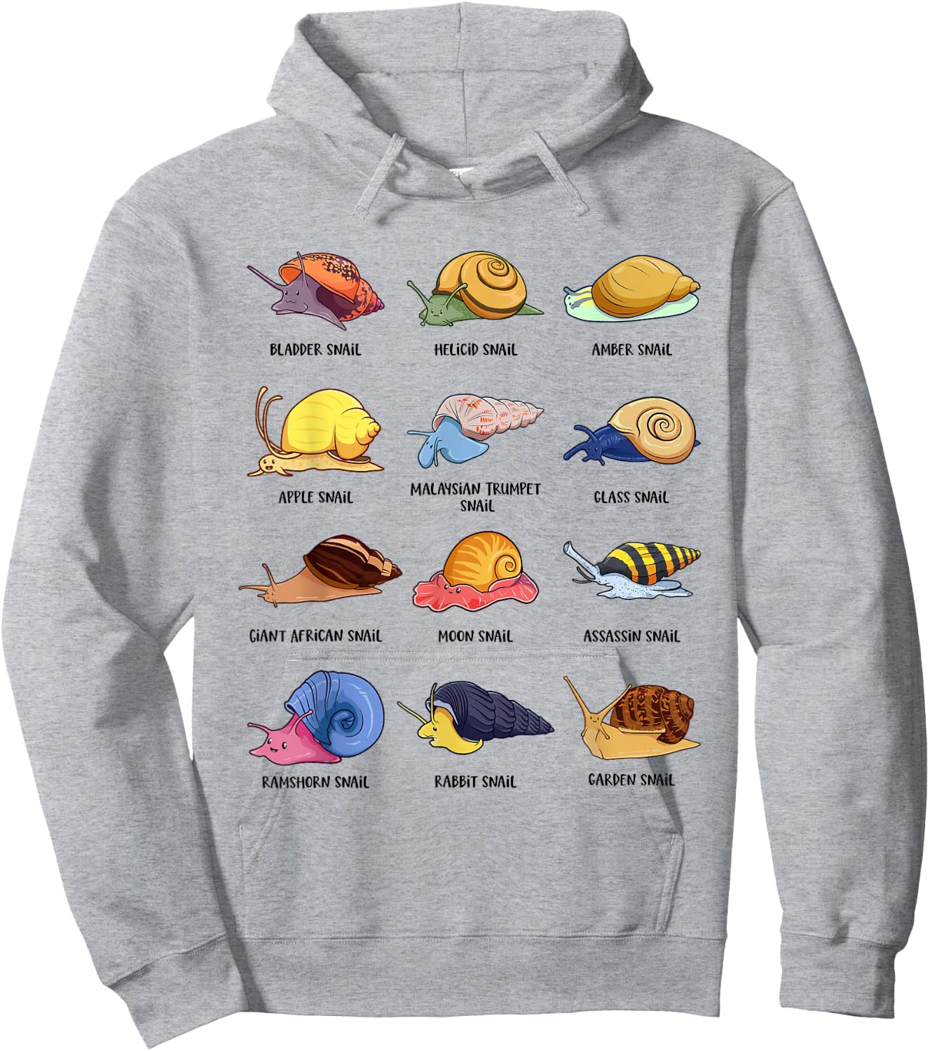 Snails of The World - Snail Species Hoodie - Hoodie | Ash