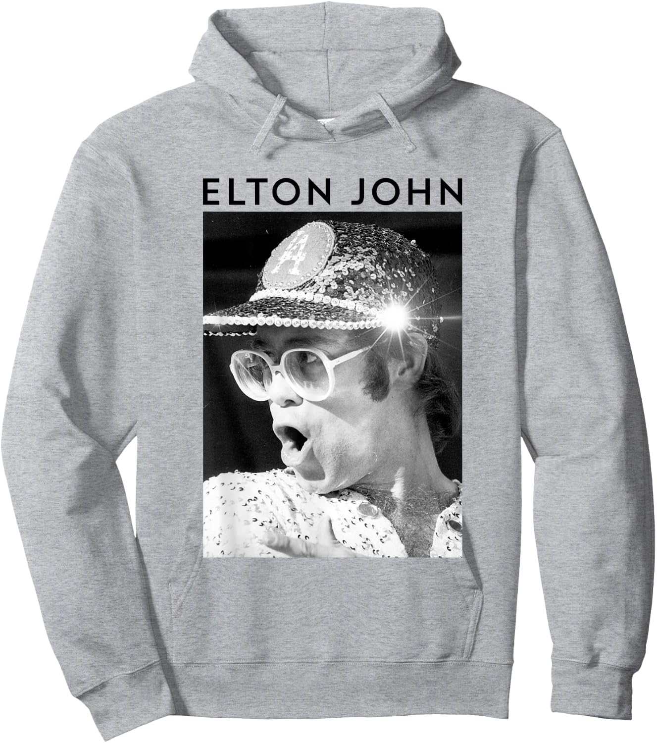 Elton John Official Sequin Cap Black/White Hoodie - Hoodie | Ash