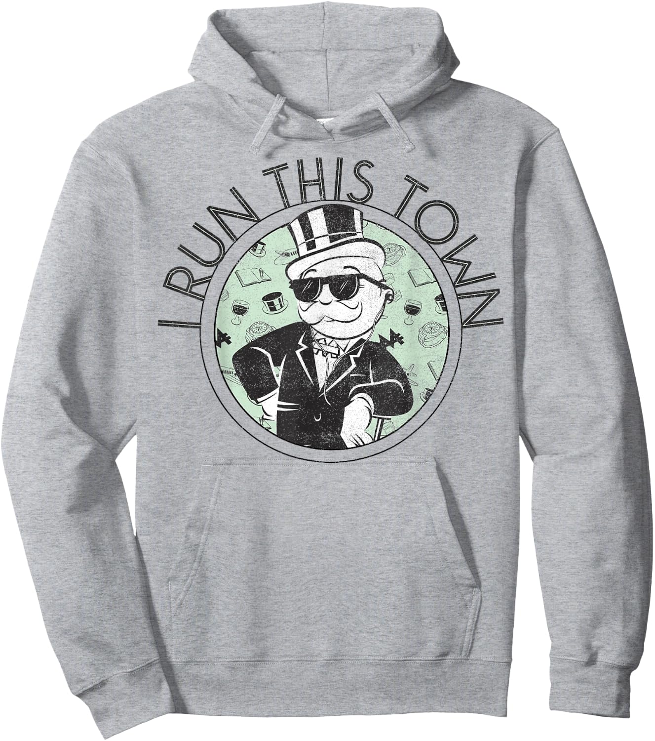 Monopoly Man I Run This Town Vintage Logo Hoodie - Hoodie | Ash