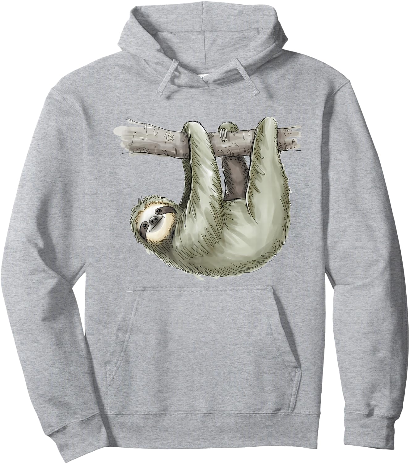 Sloth Hanging from Tree Watercolor Animal Lover Hoodie - Hoodie | Ash