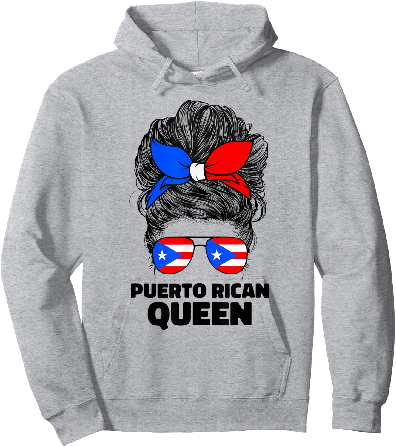 Puerto Rican Queen Boricua Puerto Rico PR Flag Hoodie - Hoodie | Ash