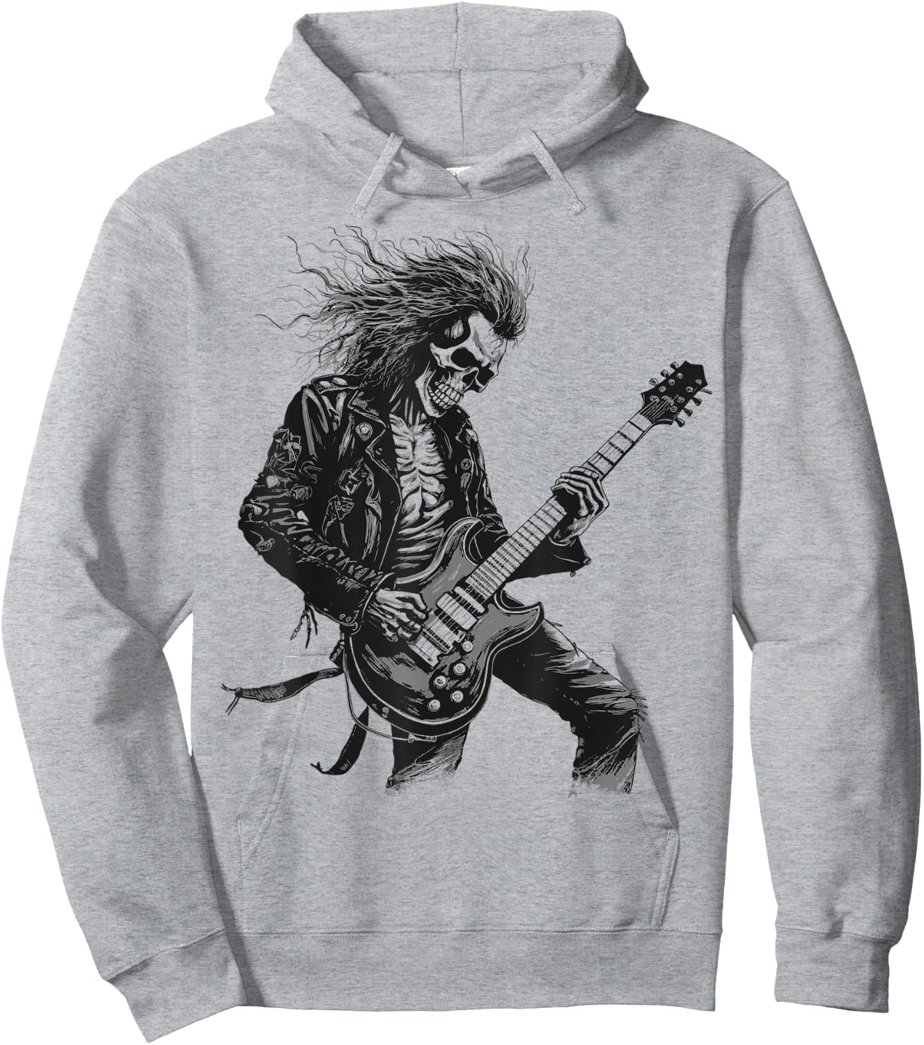 Skeleton Guitar Guy Rock And Roll Band Rock On Hoodie - Hoodie | Ash