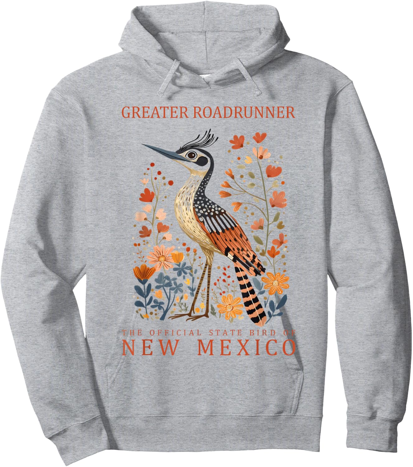 New Mexico Greater Roadrunner State Bird Art Hoodie - Hoodie | Ash
