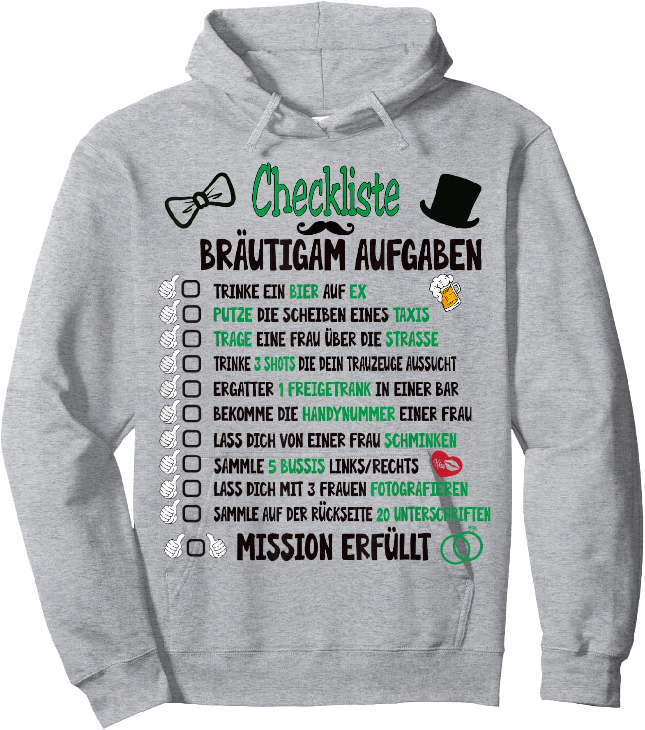 Groom Tasks Rumbling JGA Checklist , White Hoodie - Hoodie | Ash