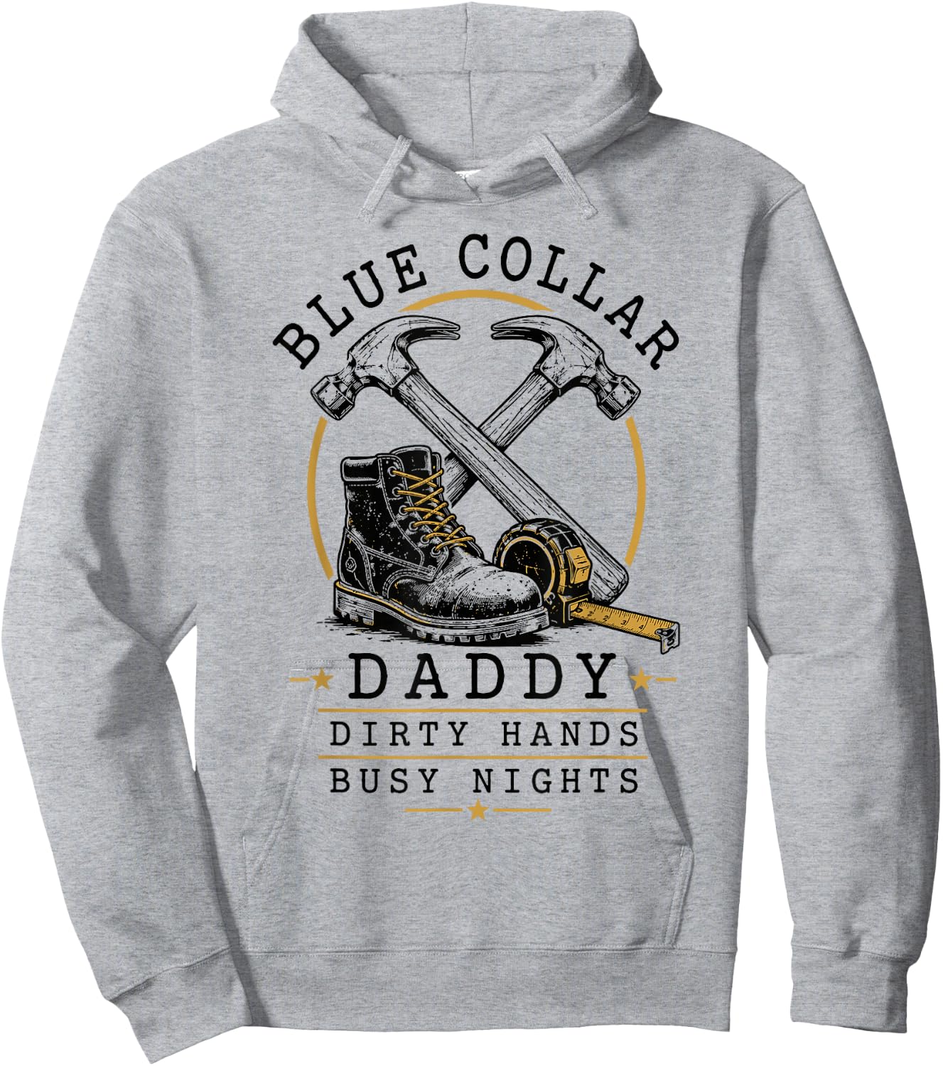Blue Collar Daddy Dirty Hands Busy Nights Retro Hoodie - Hoodie | Ash