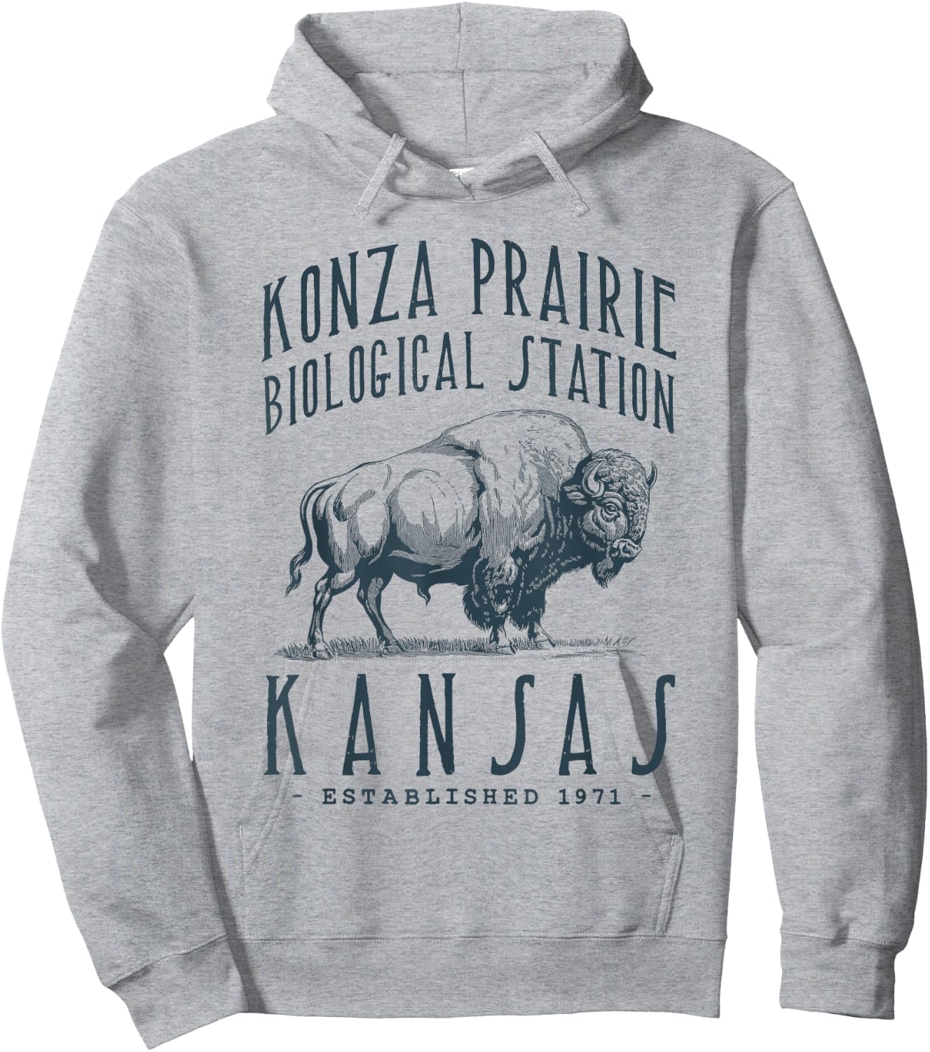 Konza Prairie, Kansas. Bison Design Hoodie - Hoodie | Ash