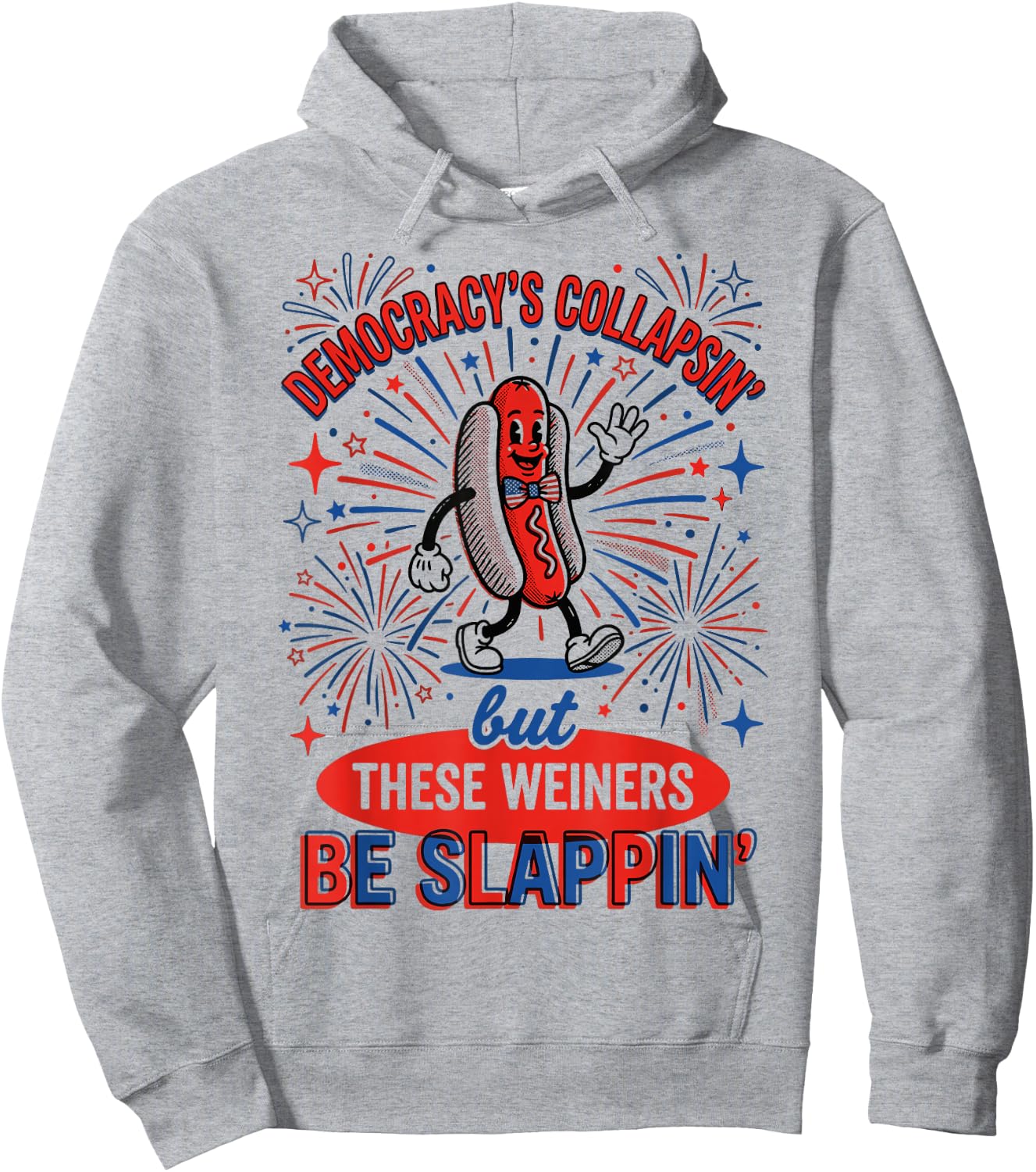 Democracy Collapsing Hot Dog 4th July 250 Years Hoodie - Hoodie | Ash