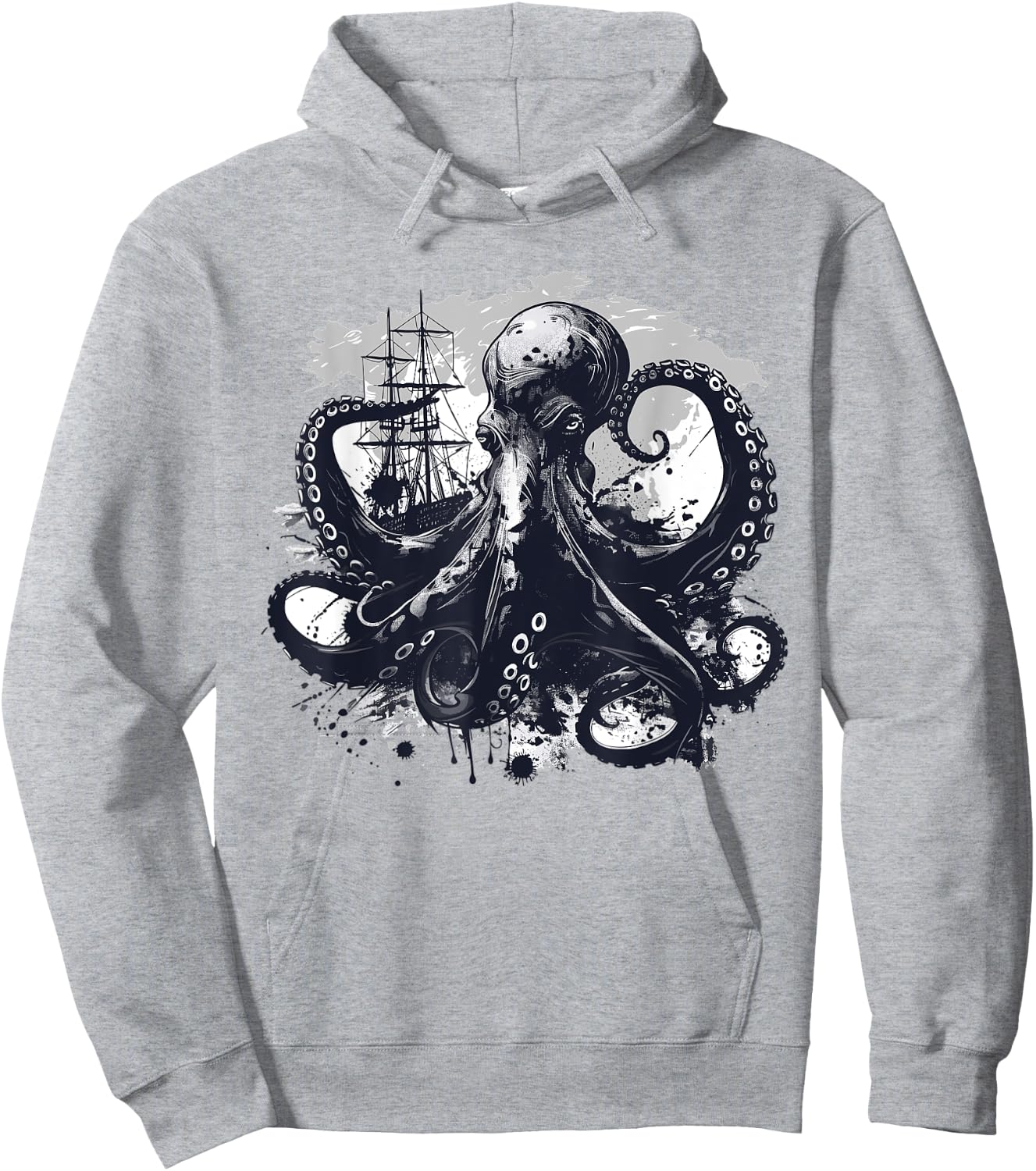 Octopus with Boat I Octopus , white, S Hoodie - Hoodie | Ash
