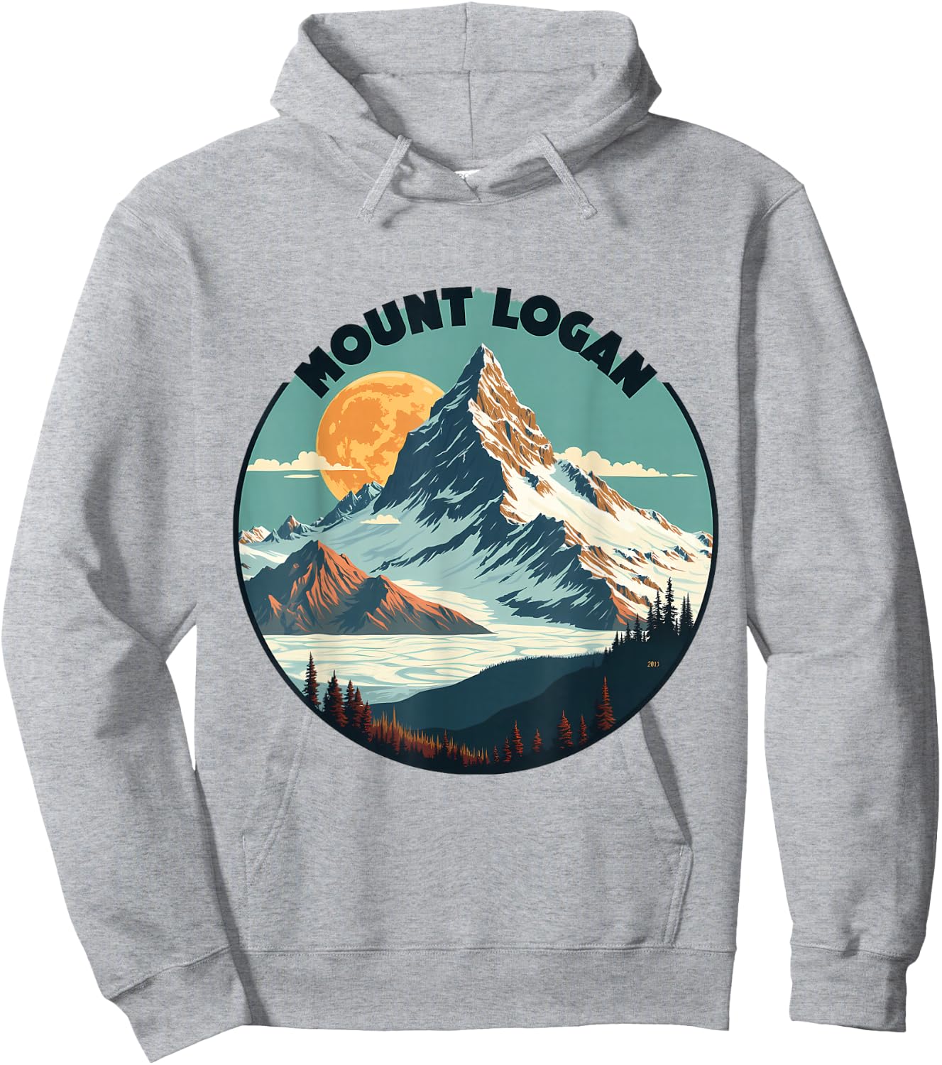 Mount Logan Mountain Sunset Adventure Nature Hoodie - Hoodie | Ash