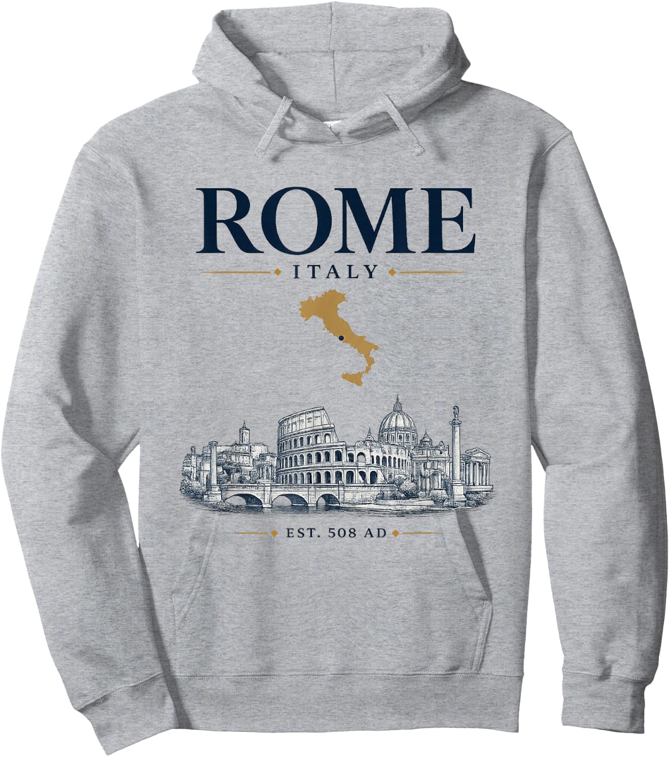 Rome Italy Vintage Skyline Retro Graphic Hoodie - Hoodie | Ash