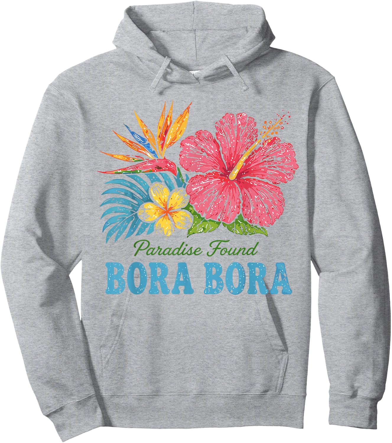 Bora Bora Retro Vintage Tropical Beach Vacation Hoodie - Hoodie | Ash