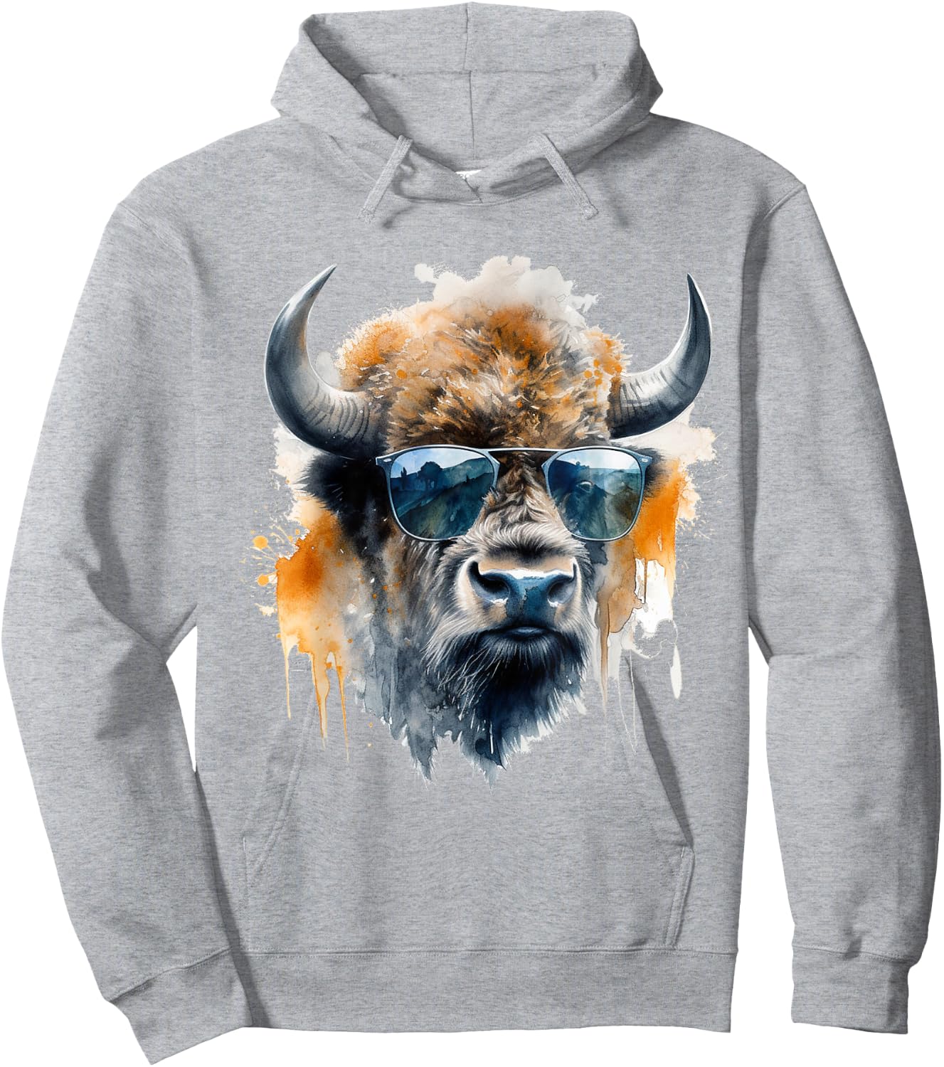 Bison Sunglasses - Art Animals Bison Hoodie - Hoodie | Ash