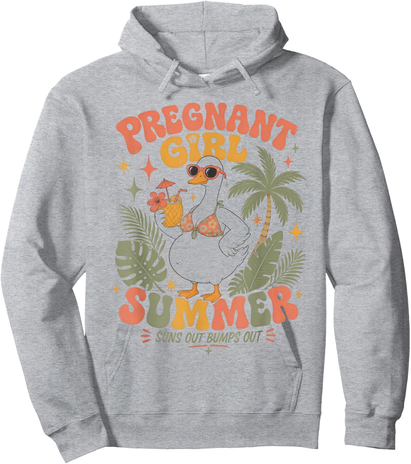 Pregnant Girl Summer Cute Goose Beach Pregnancy Hoodie - Hoodie | Ash