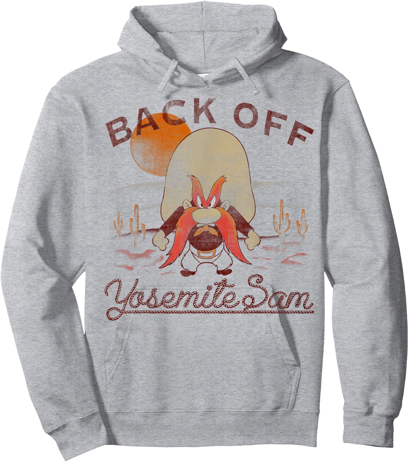 Looney Tunes Yosemite Sam Back Off Portrait Hoodie - Hoodie | Ash