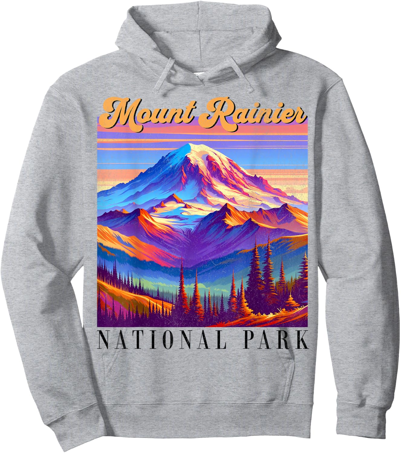 Mt. Rainier National Park Mountain Art Souvenir Hoodie - Hoodie | Ash