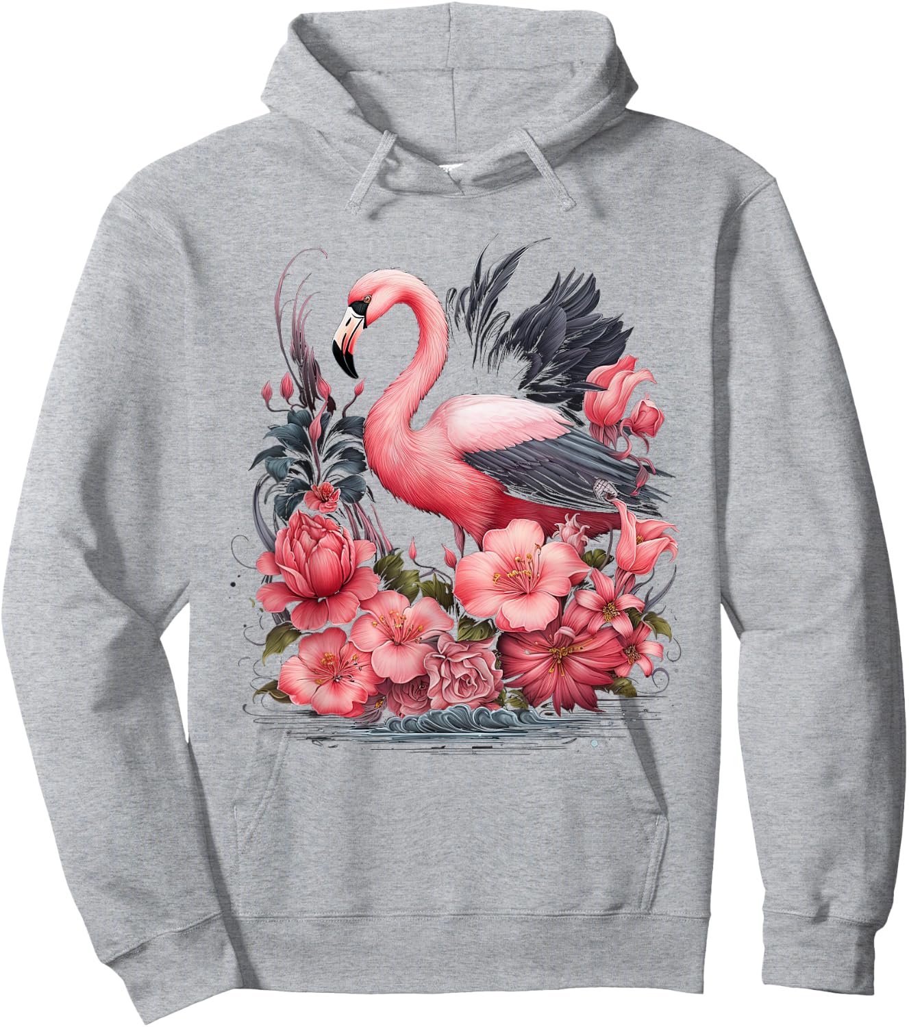 Flamingo and Flowers Floral Flamingos pink Hoodie - Hoodie | Ash