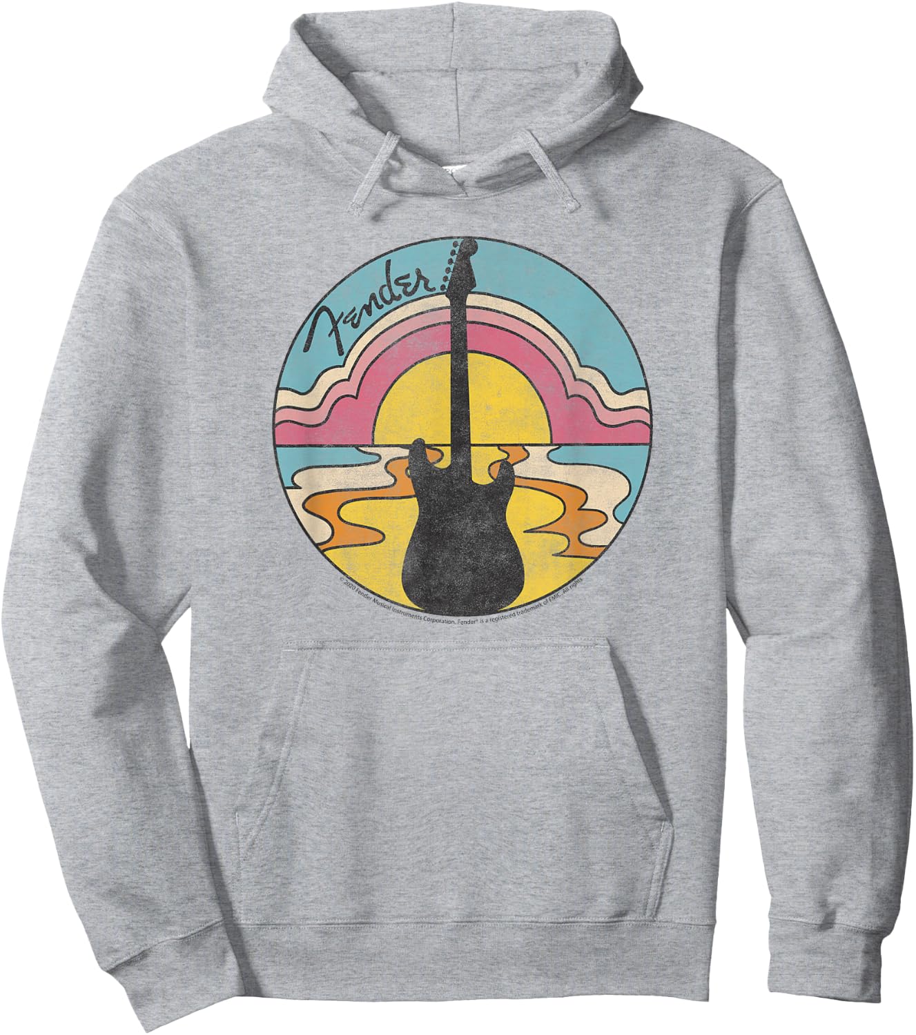 Fender Beach Guitar Sunset Outline Hoodie - Hoodie | Ash