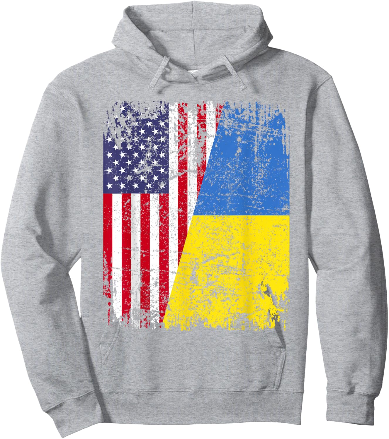 UKRAINIAN ROOTS | Half American Flag | UKRAINE Hoodie - Hoodie | Ash
