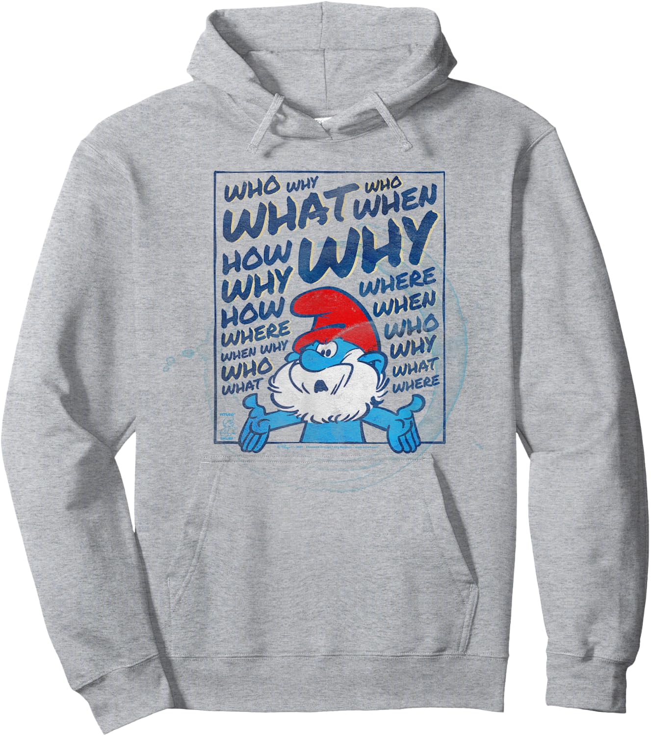 The Smurfs Papa Smurf Who What Why Hoodie - Hoodie | Ash