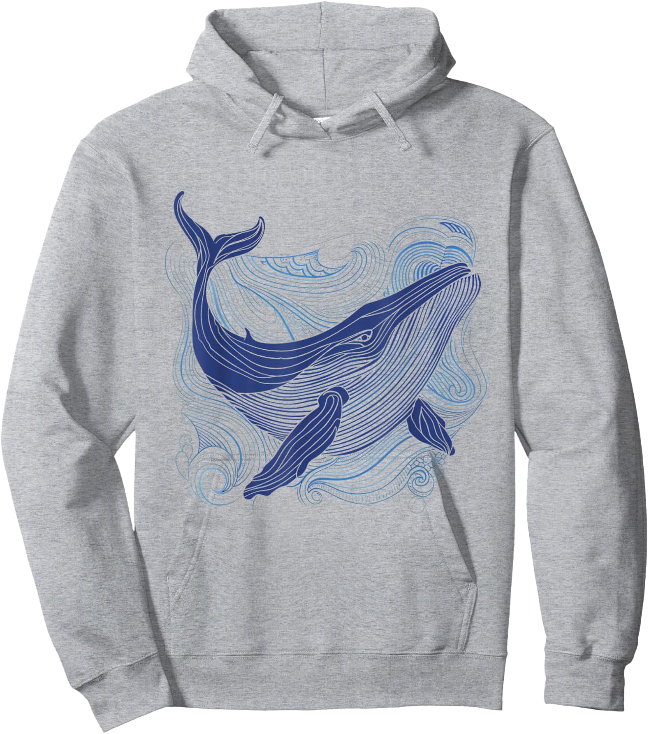 Blue Whale 52 Hz Leaping Over Rainbow Waves Hoodie - Hoodie | Ash