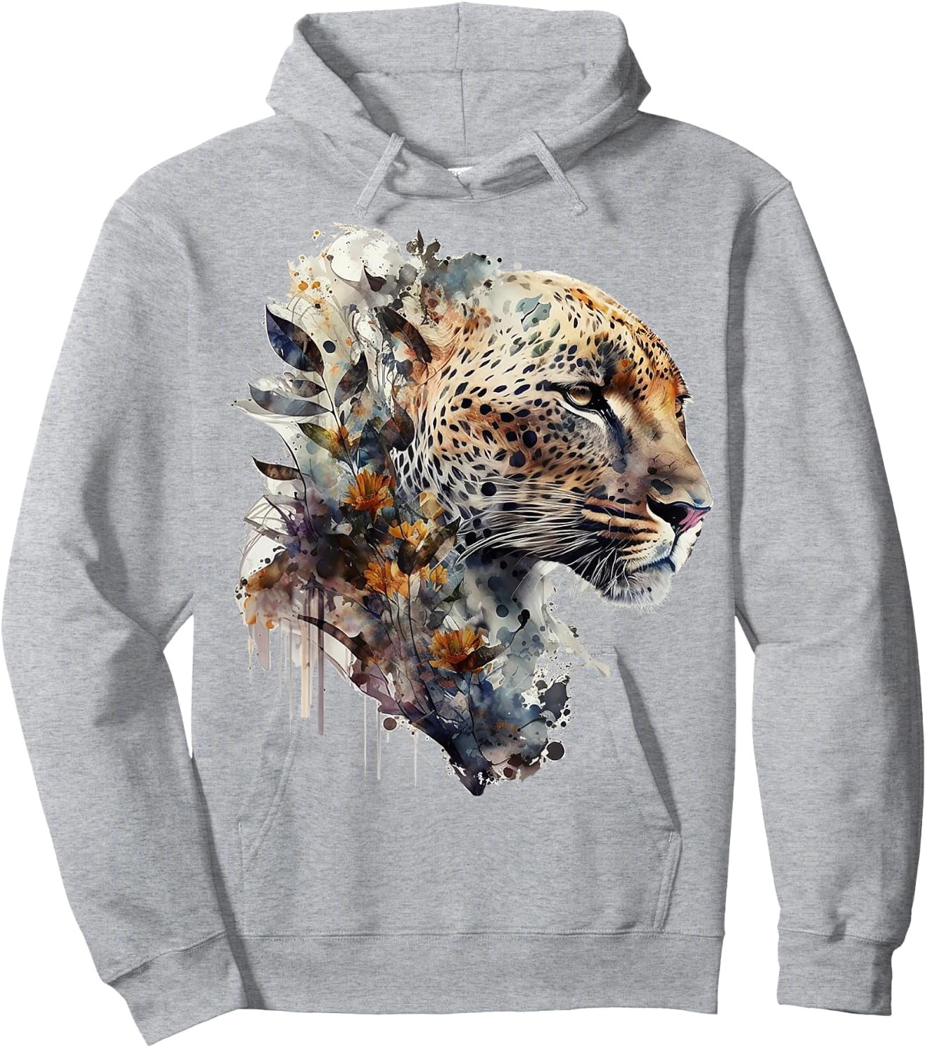 Leopard flowers art animals print leopard motif Hoodie - Hoodie | Ash