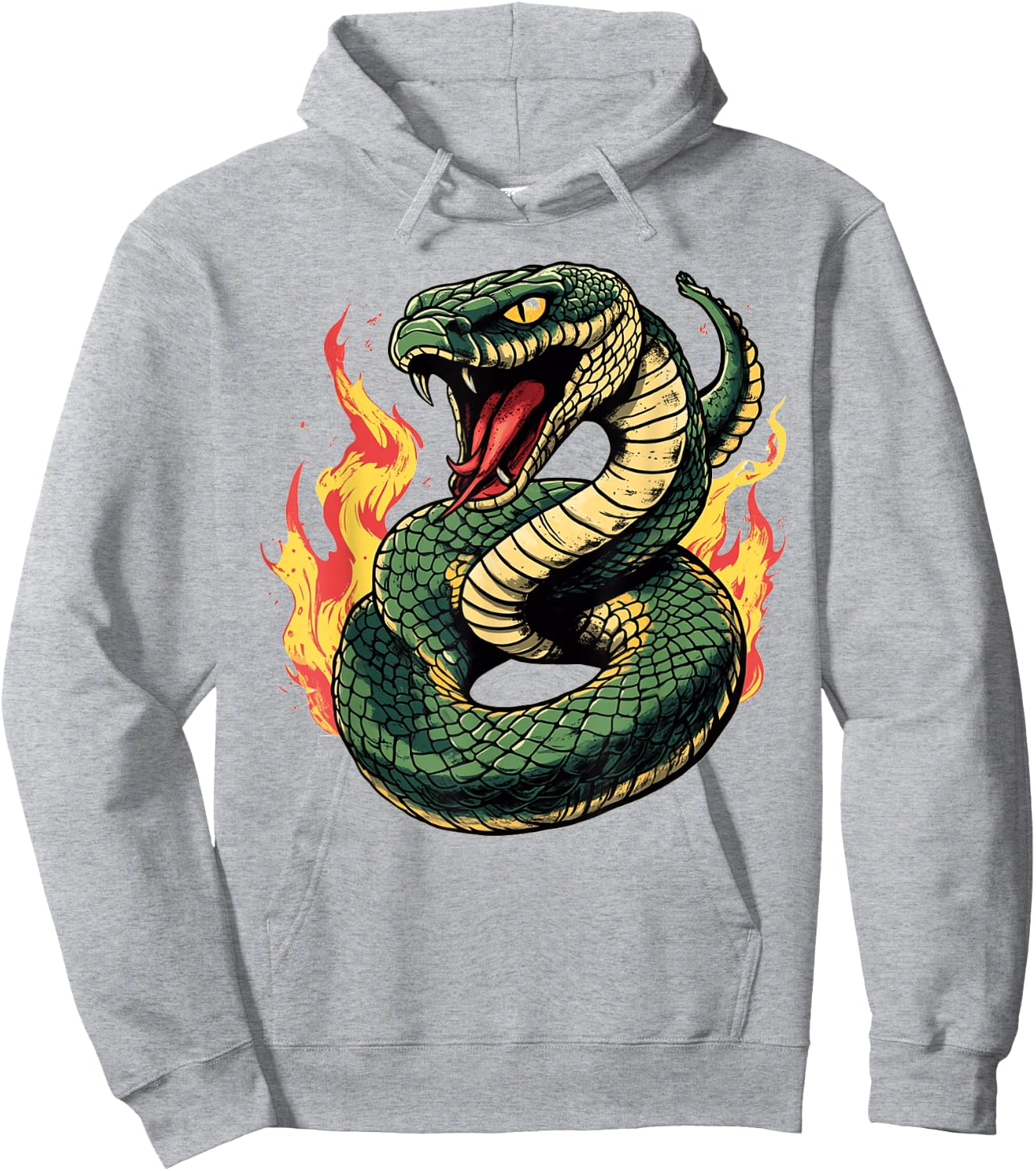 Venomous Snake Cobra Striking Fire Design Hoodie - Hoodie | Ash