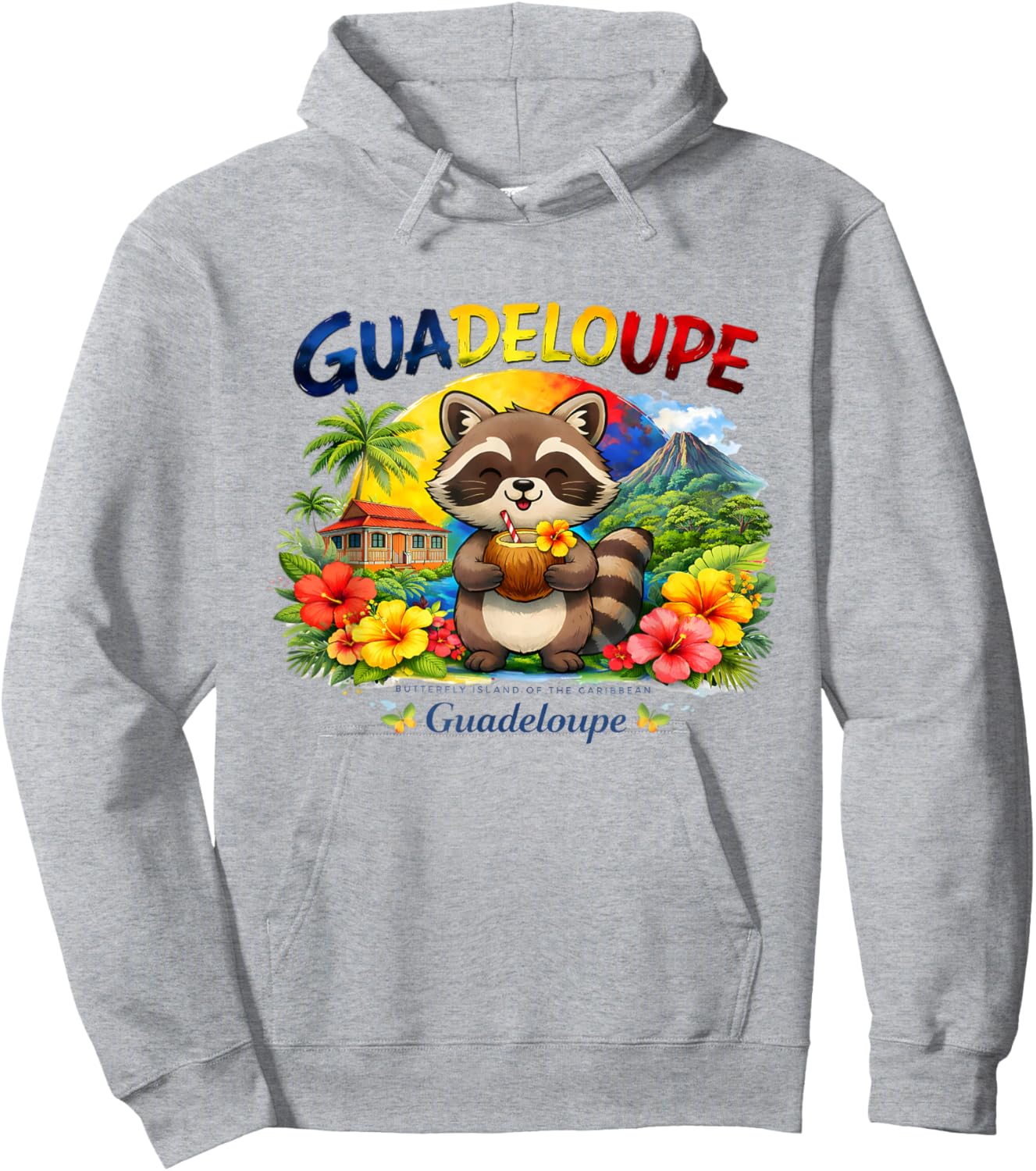 Guadeloupe Drapeau Carte Graphique Fille Hoodie - Hoodie | Ash