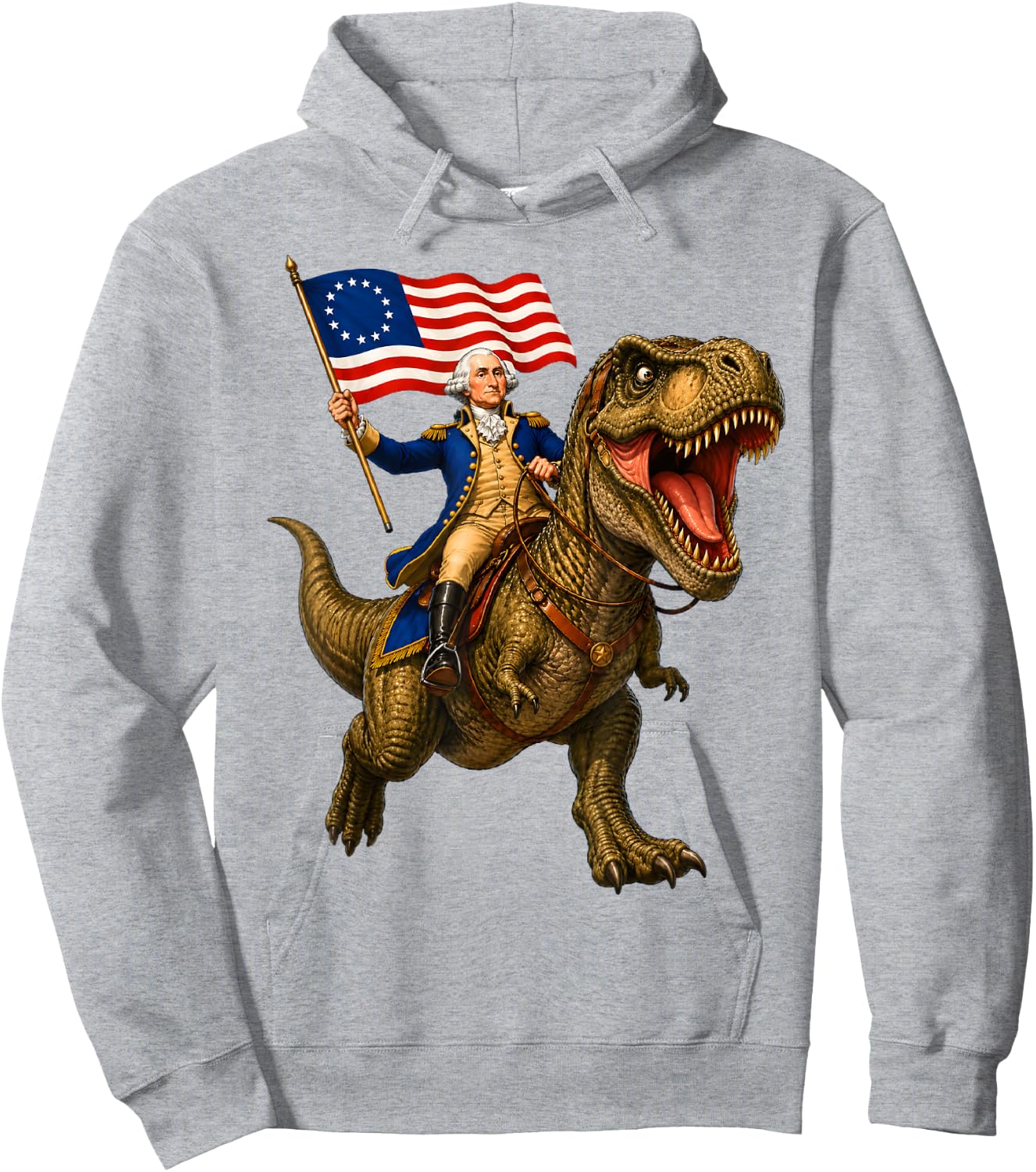 George Washington Riding a Dinosaur Hoodie - Hoodie | Ash