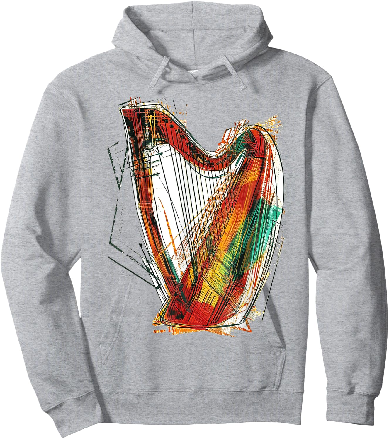 Harpe Dessin Art Motif Musique Graphique Hoodie - Hoodie | Ash