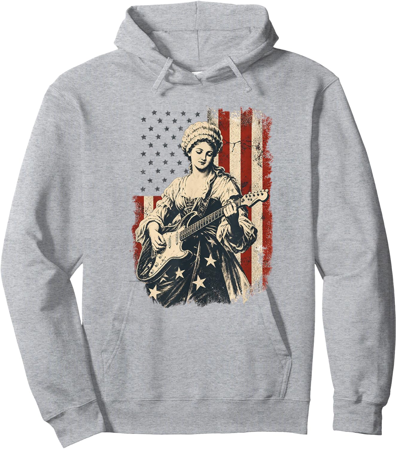 Betsy Ross Playing Guitar American Flag Hoodie - Hoodie | Ash