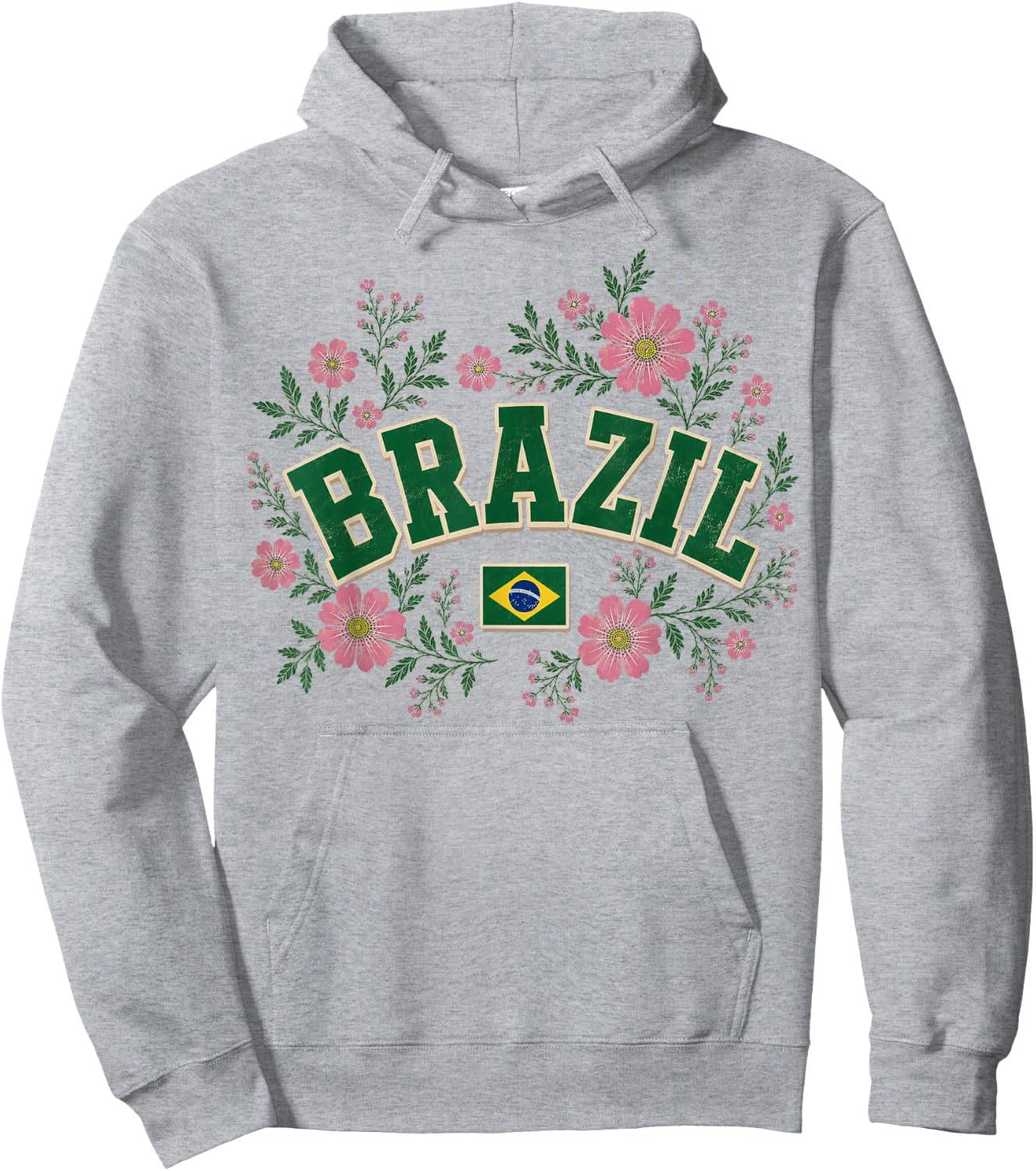 Brazil Floral Vintage Country Pride Hoodie - Hoodie | Ash