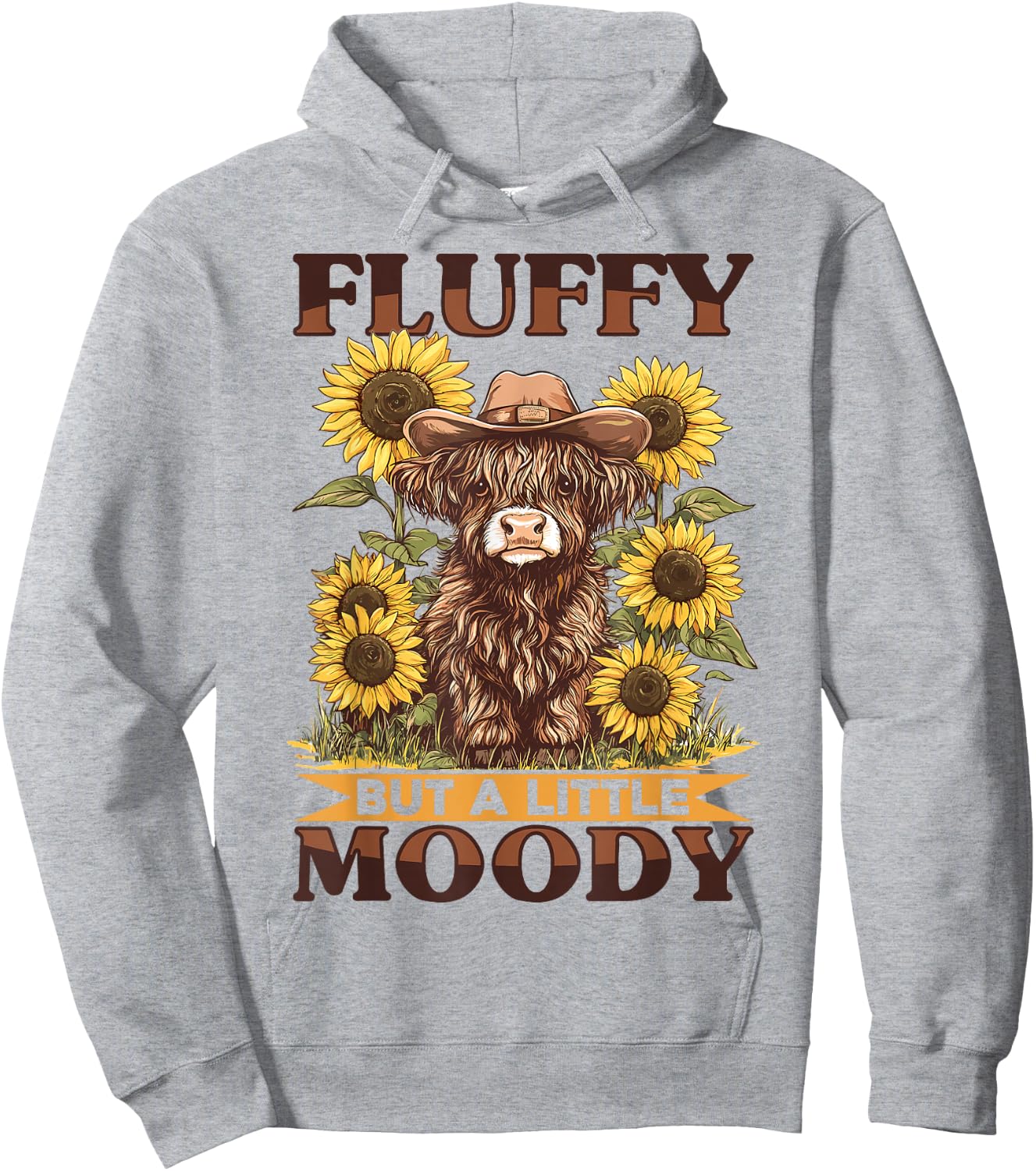 Scottish Highland Cow Fluffy but a little moody Hoodie - Hoodie | Ash