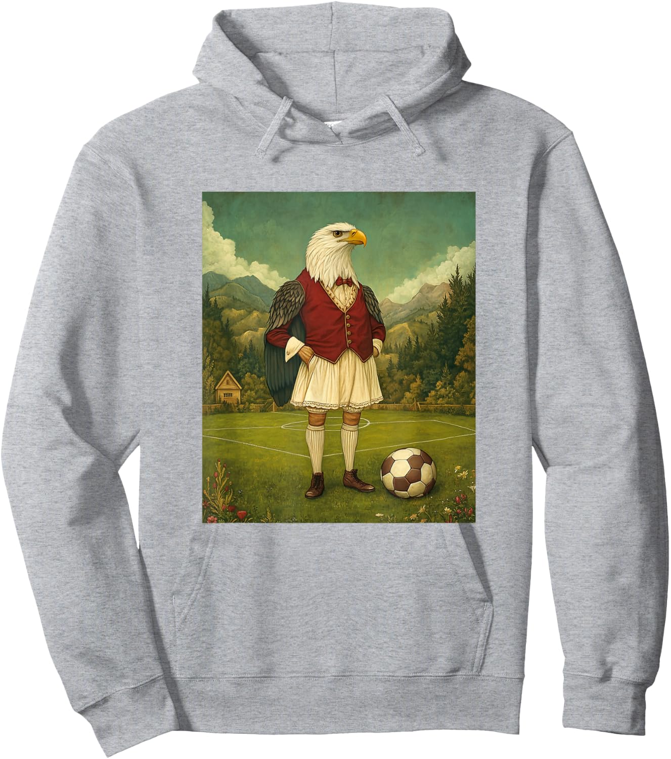 Funny Eagle Playing Soccer Graphic Weird Eagle Hoodie - Hoodie | Ash