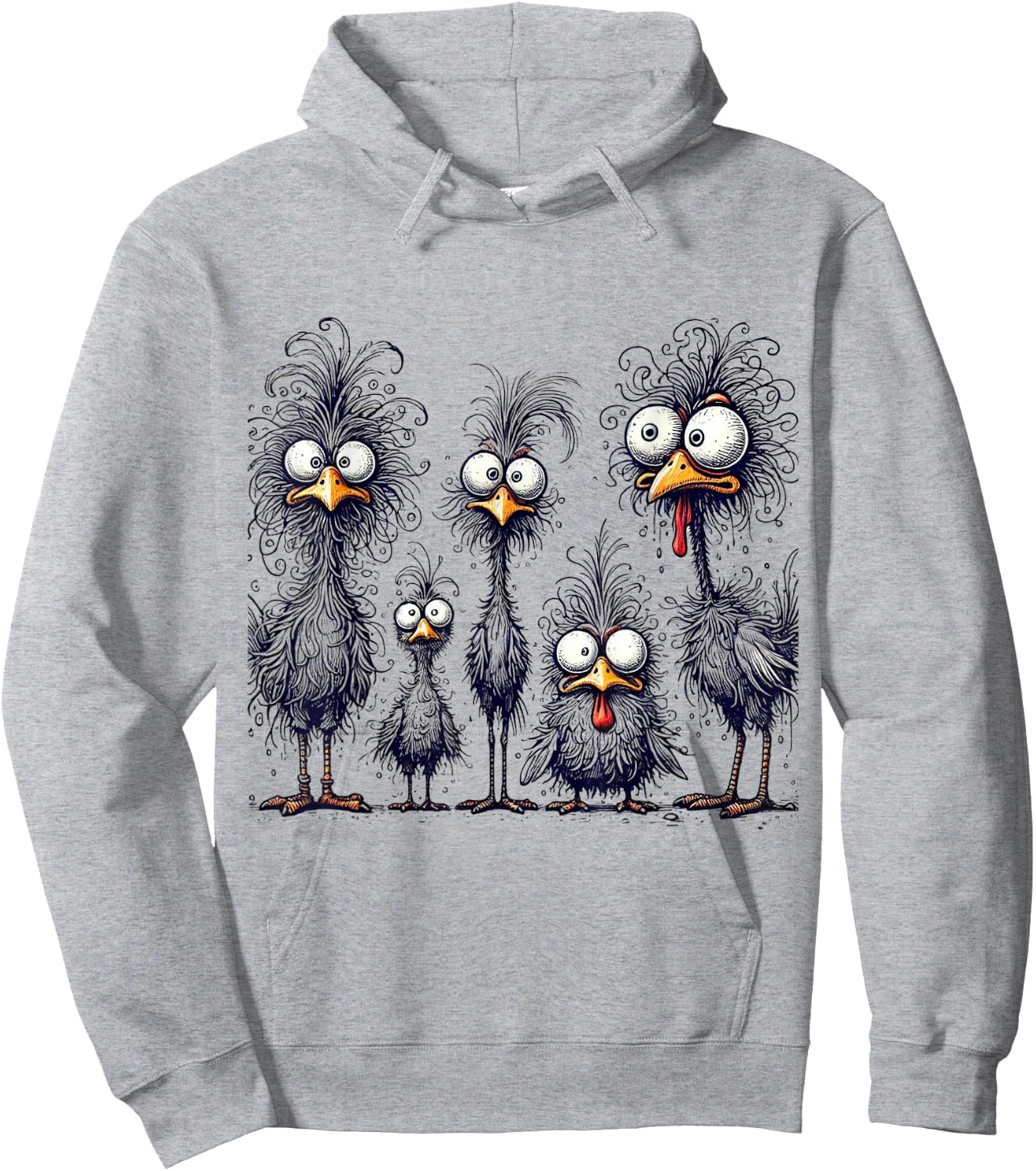 Crazy Chicken Family , gray Hoodie - Hoodie | Ash