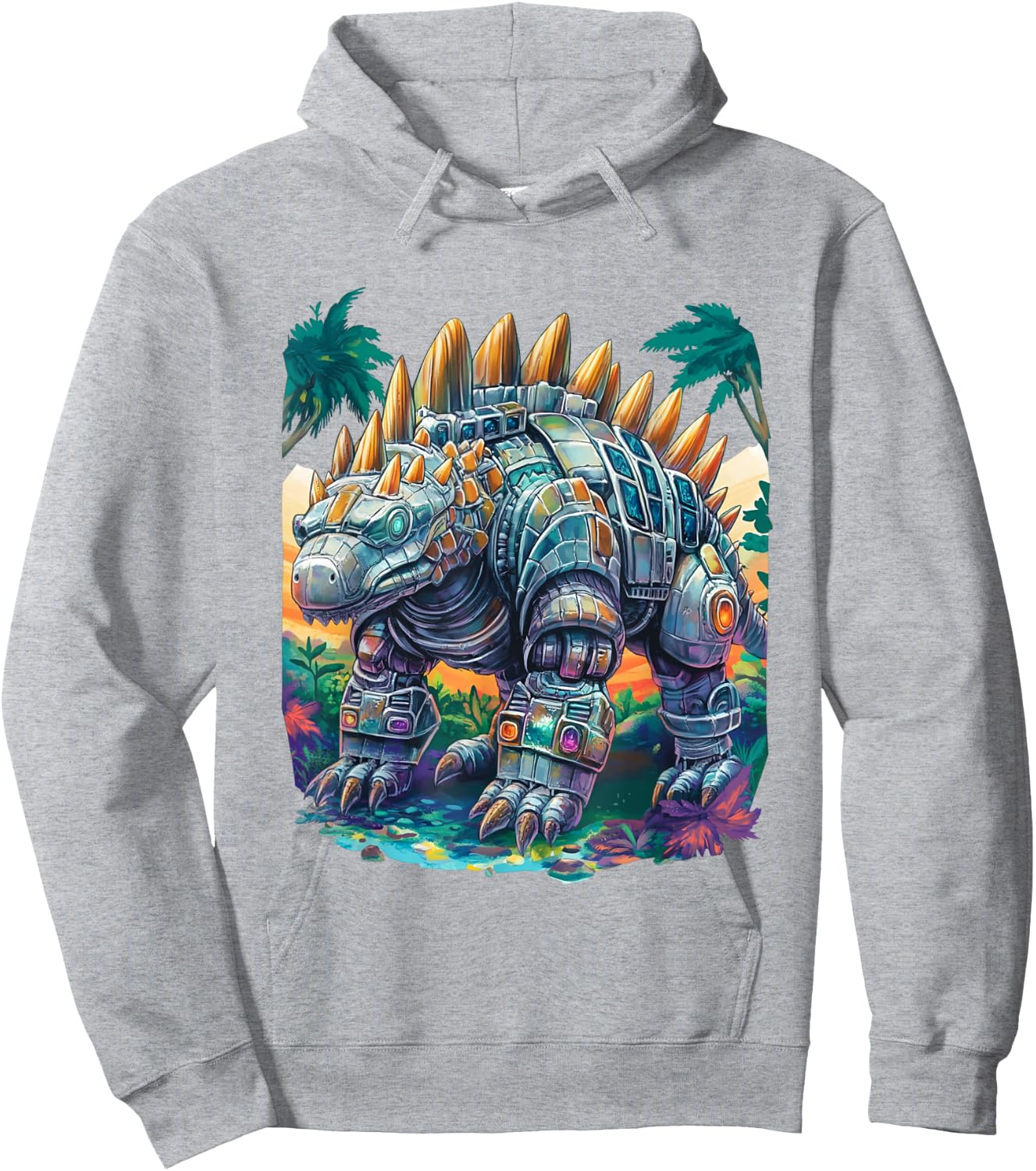 Ankylosaurus Dinosaur Robot Hoodie - Hoodie | Ash