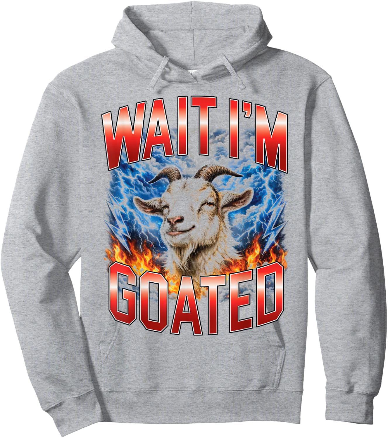 Wait I'm Goated Funny Goat Meme Bootleg Hoodie - Hoodie | Ash