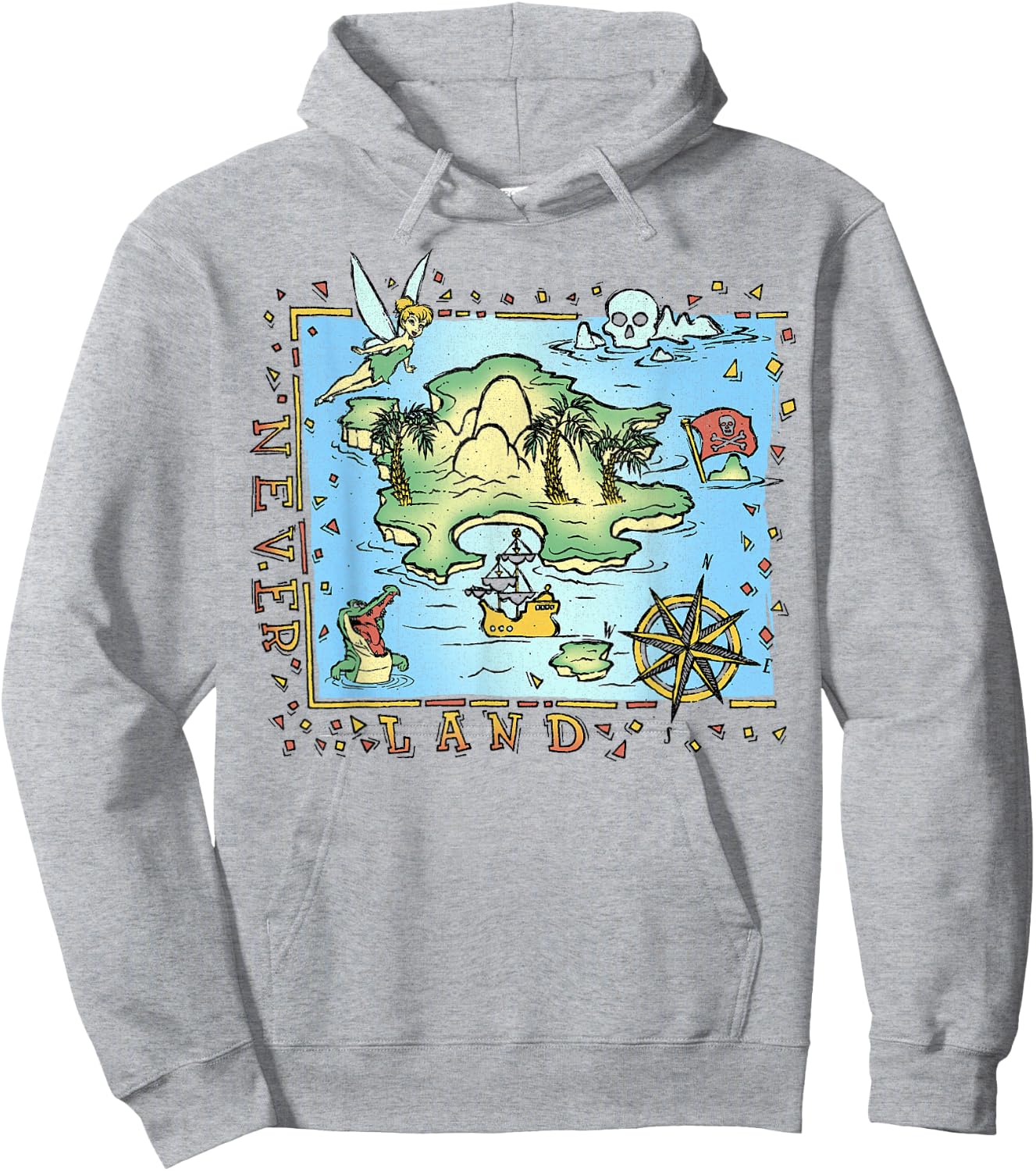 Disney Peter Pan Never Land Map Vintage Poster Hoodie - Hoodie | Ash