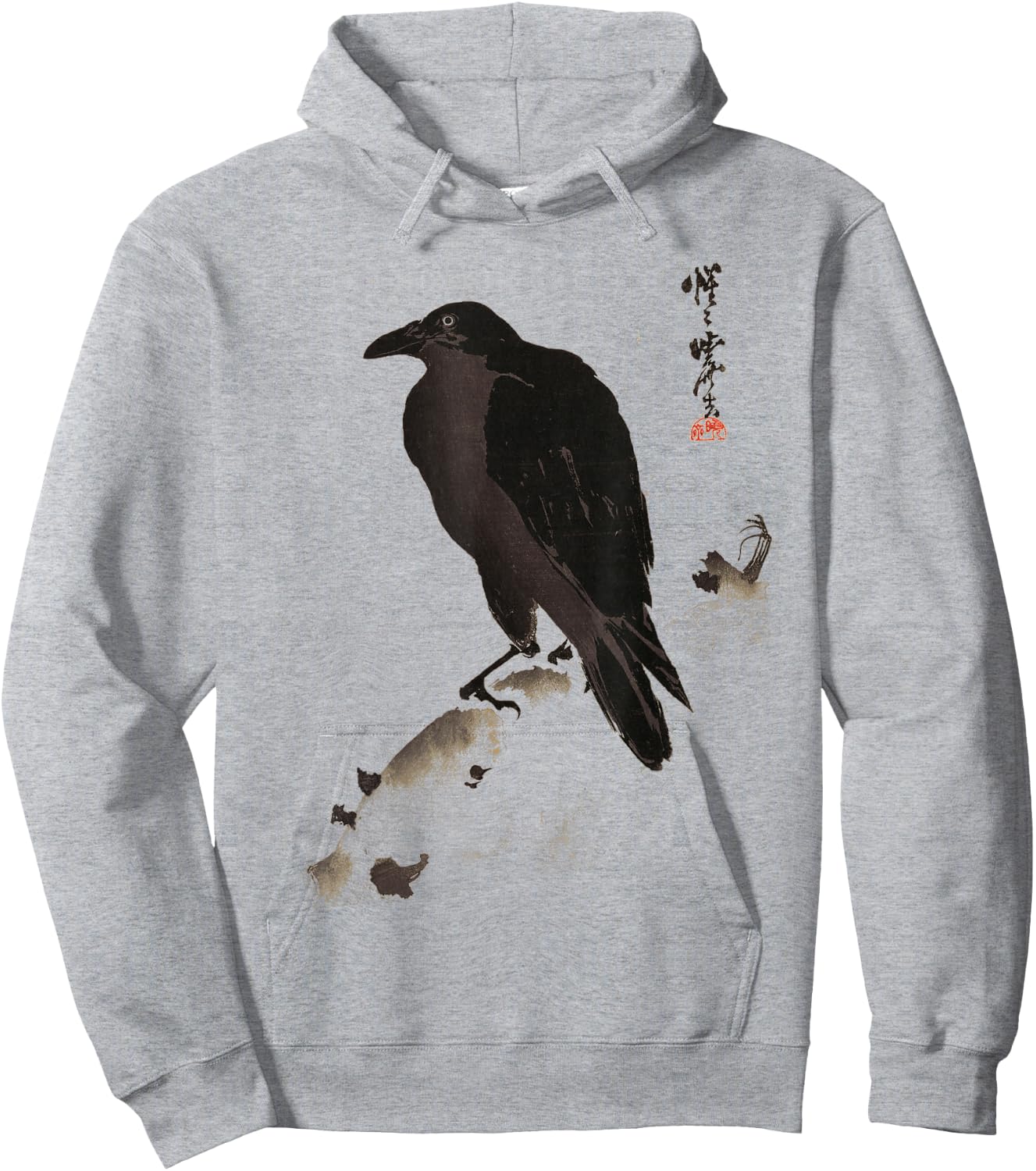 Raven Vintage Illustration Crow Hoodie - Hoodie | Ash