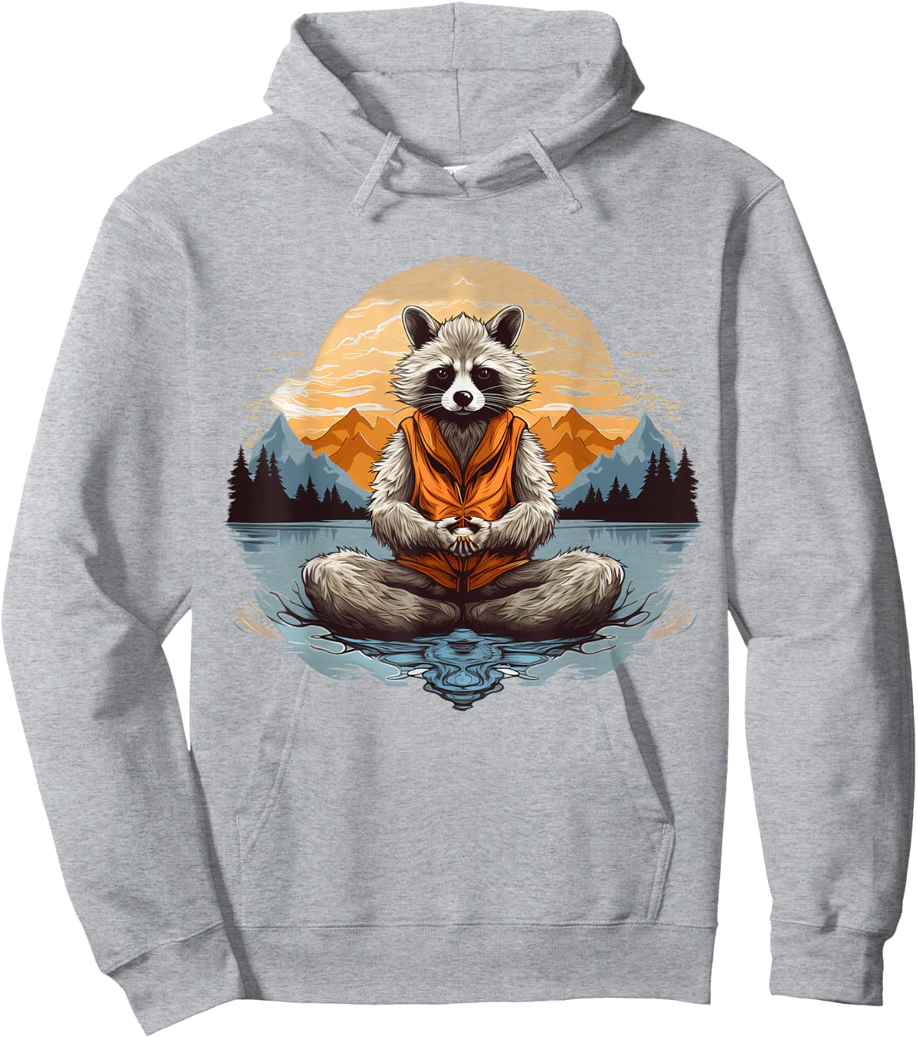 Racoon Meditation Yoga Hoodie - Hoodie | Ash