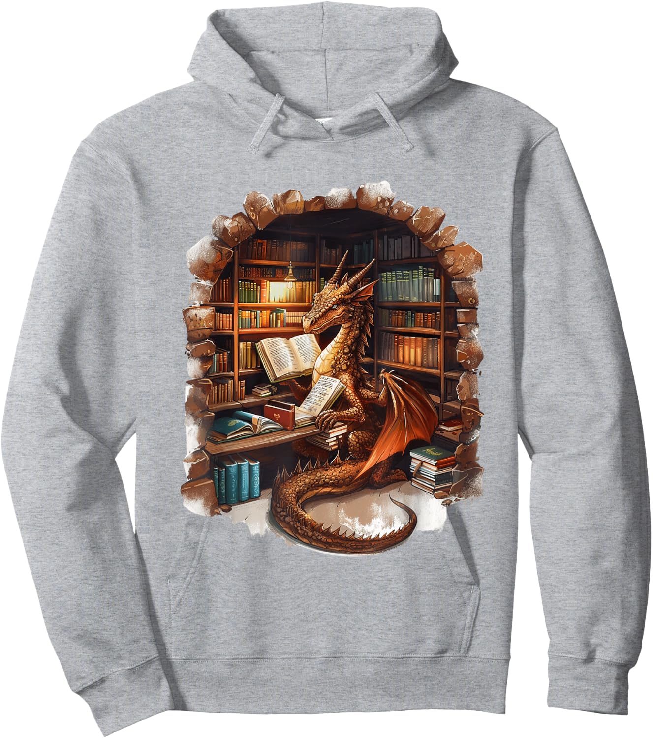 Fantasy Dragon Reading Book Lover Hoodie - Hoodie | Ash