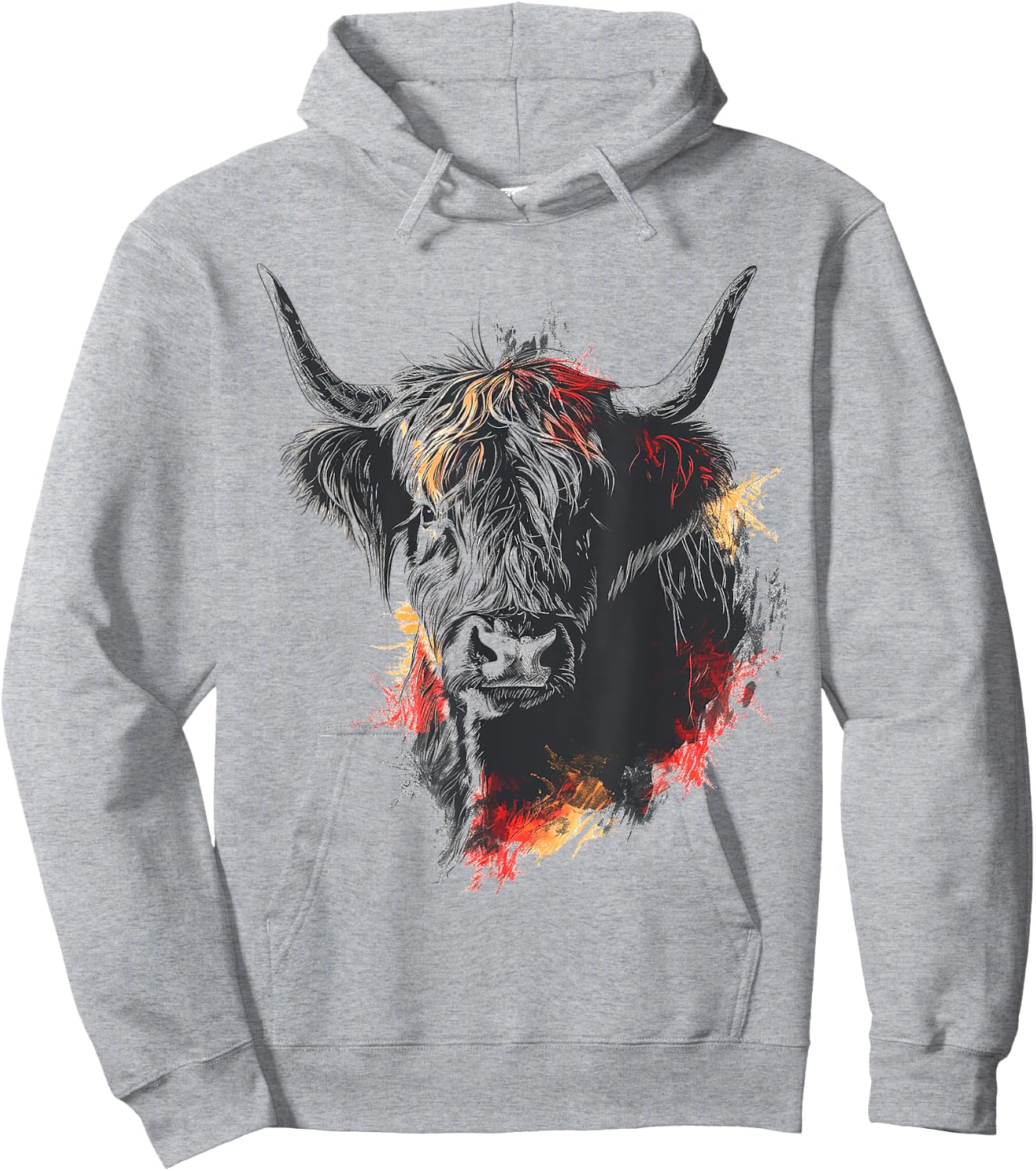 Highland Cow Tierzoo Zeichnung Hochlandkuh Hoodie - Hoodie | Ash