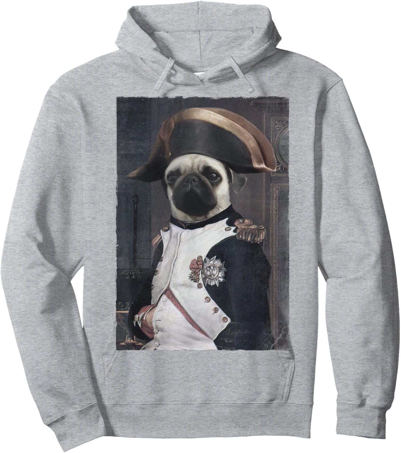 Napoleon Pug Napugleon Portrait Funny Hoodie - Hoodie | Ash