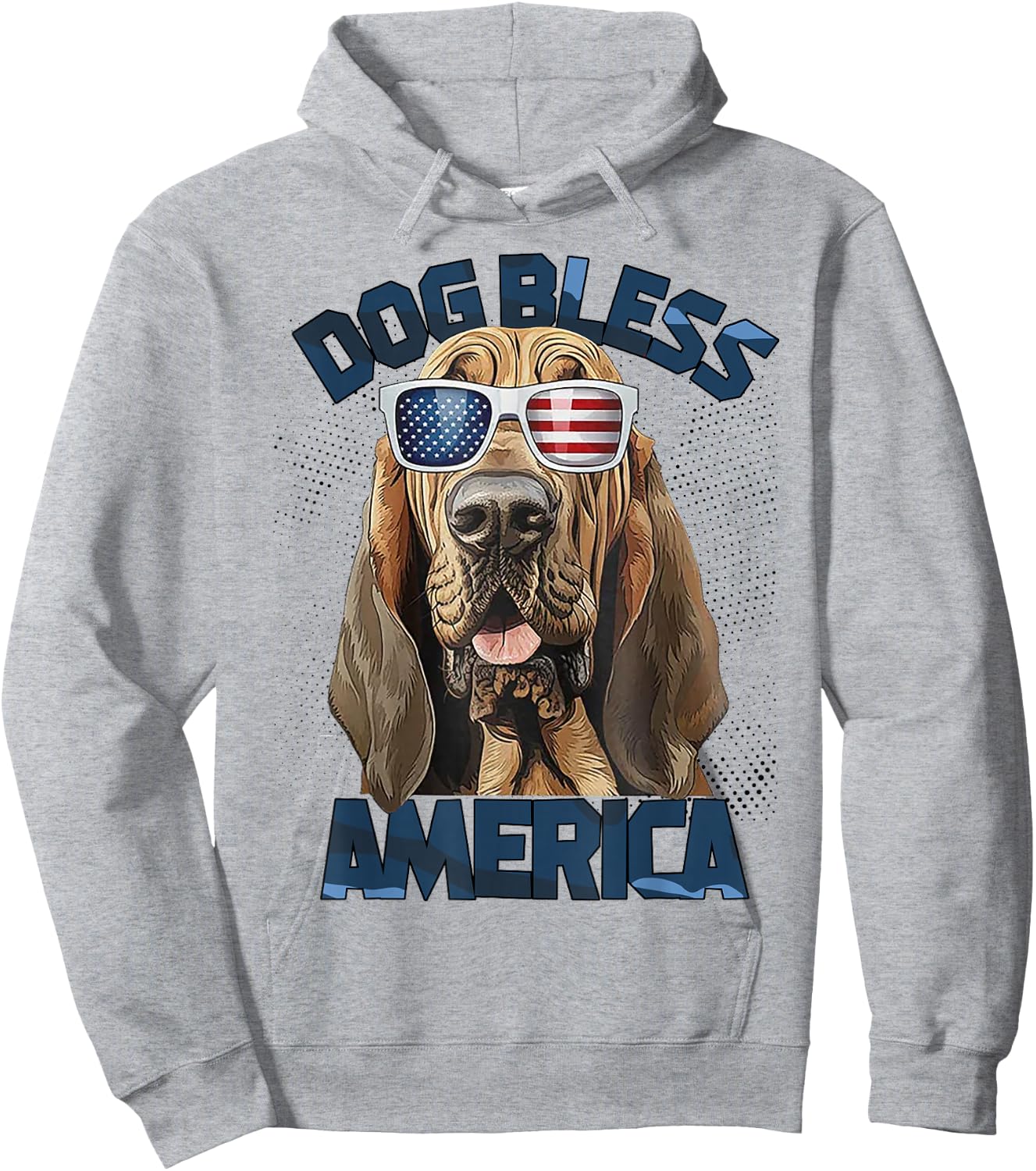 Blood Hound Dog Bless America Hoodie - Hoodie | Ash